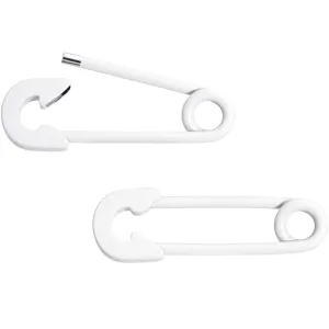14 Gauge 3/4 White Matte Punk Rock Safety Pin Barbell Nipple Ring Set