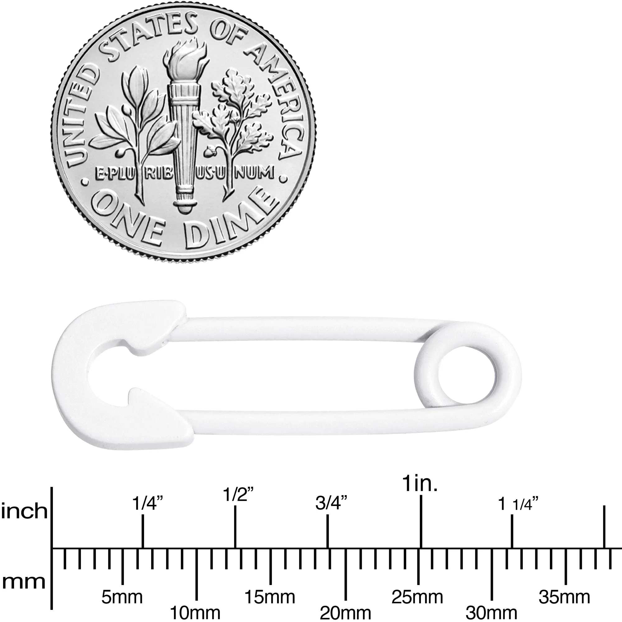 14 Gauge 3/4 White Matte Punk Rock Safety Pin Barbell Nipple Ring Set