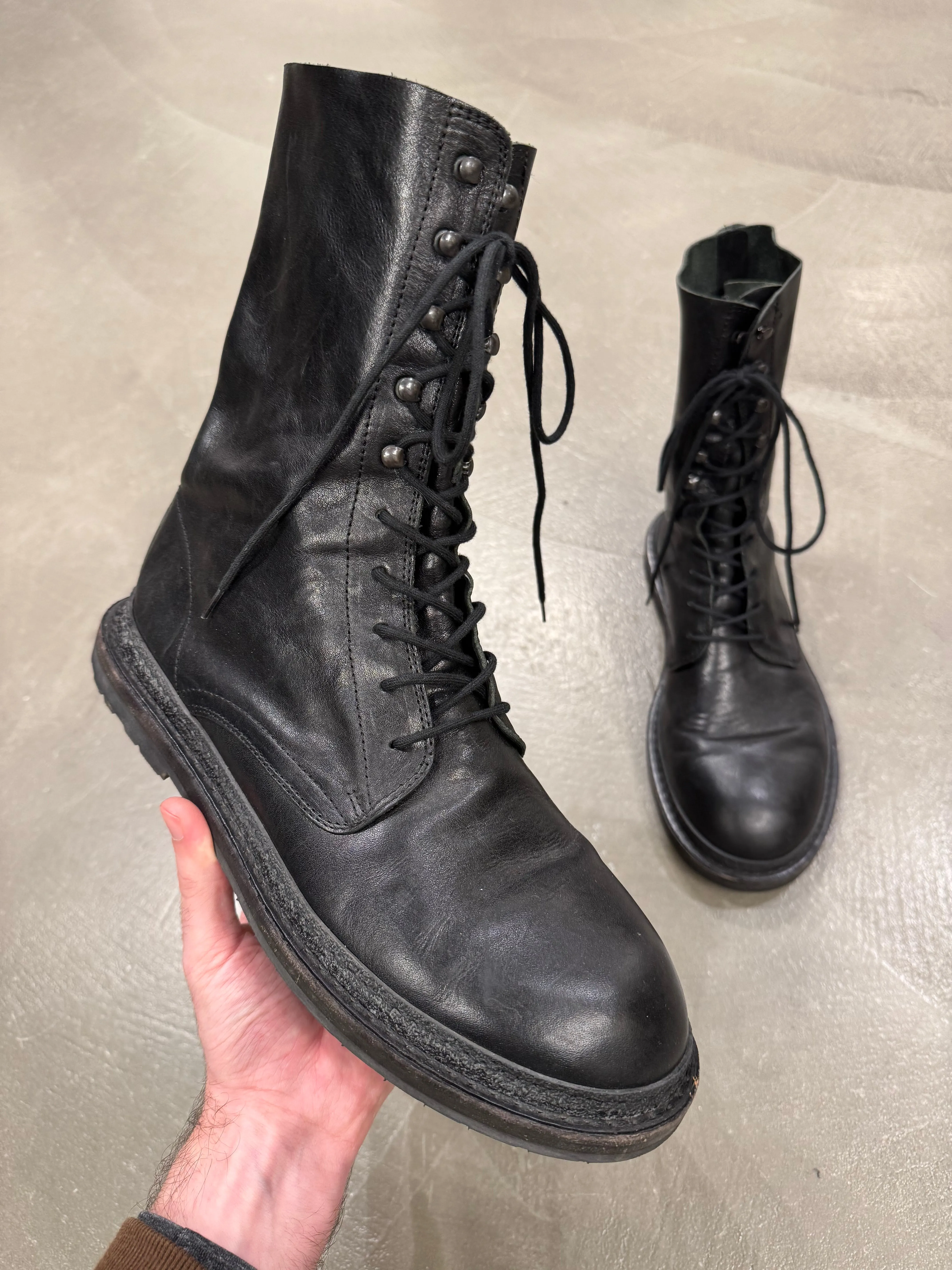 2000s Ann Demeulemeester combact leather boots
