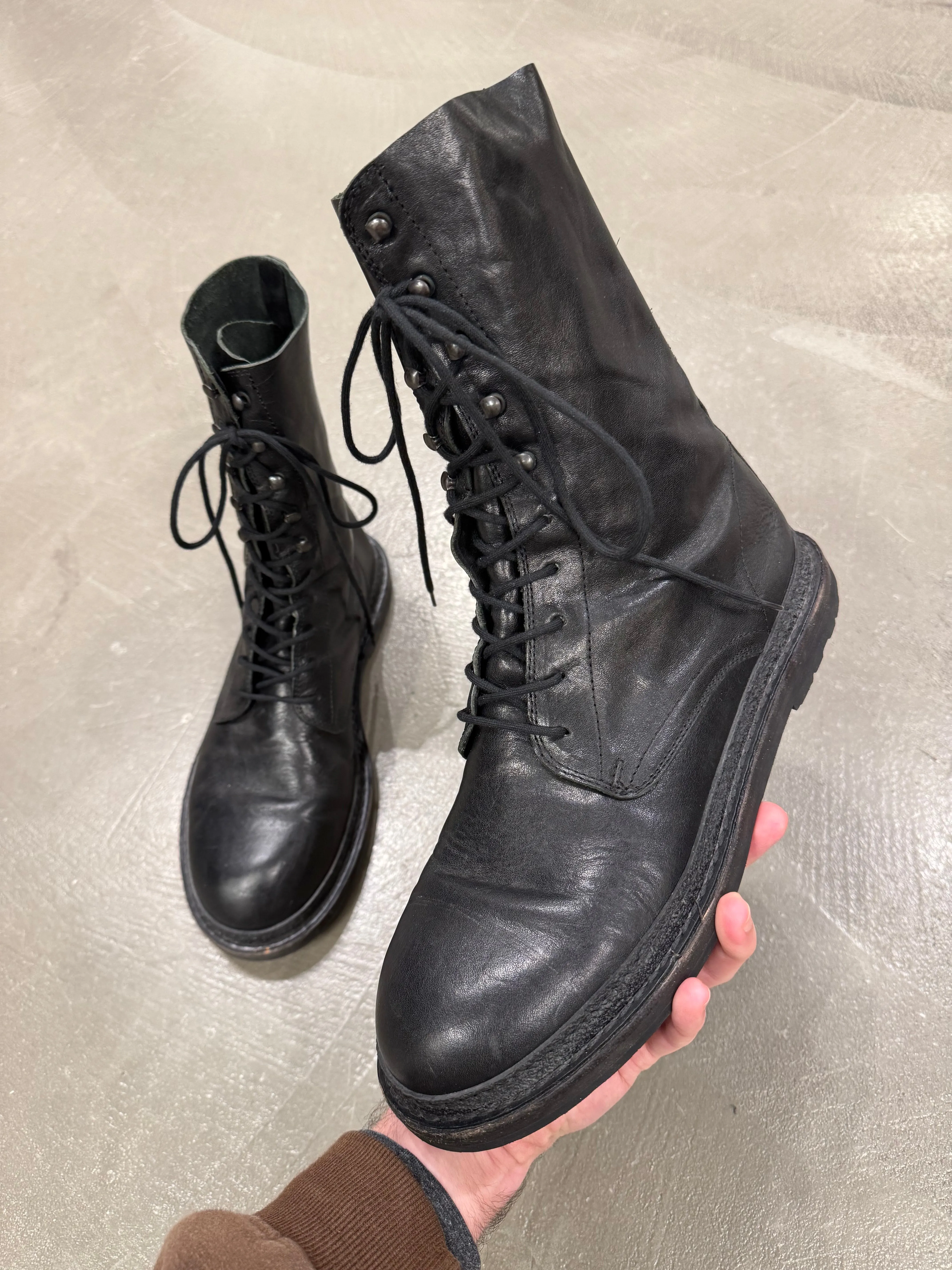 2000s Ann Demeulemeester combact leather boots