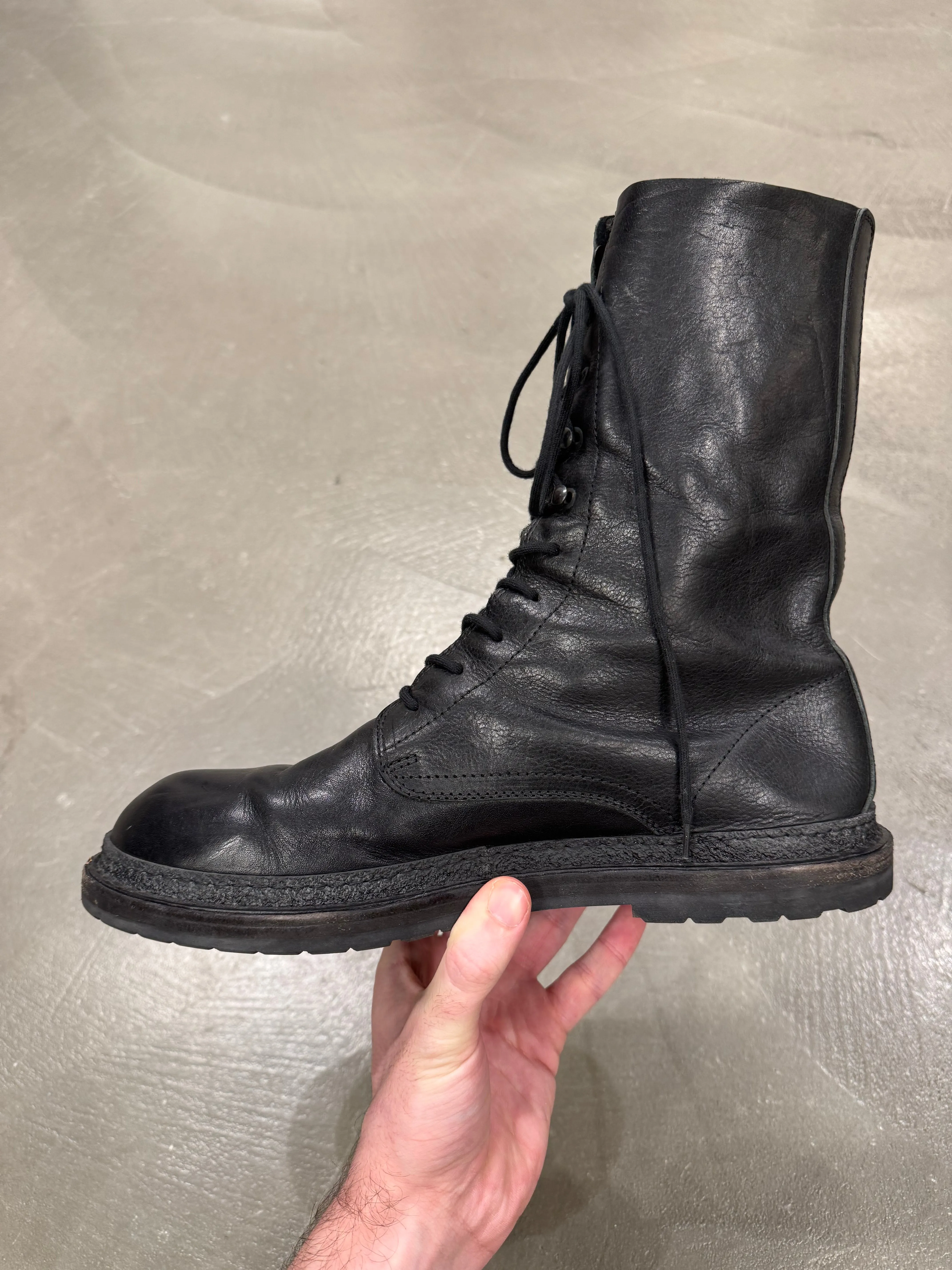 2000s Ann Demeulemeester combact leather boots