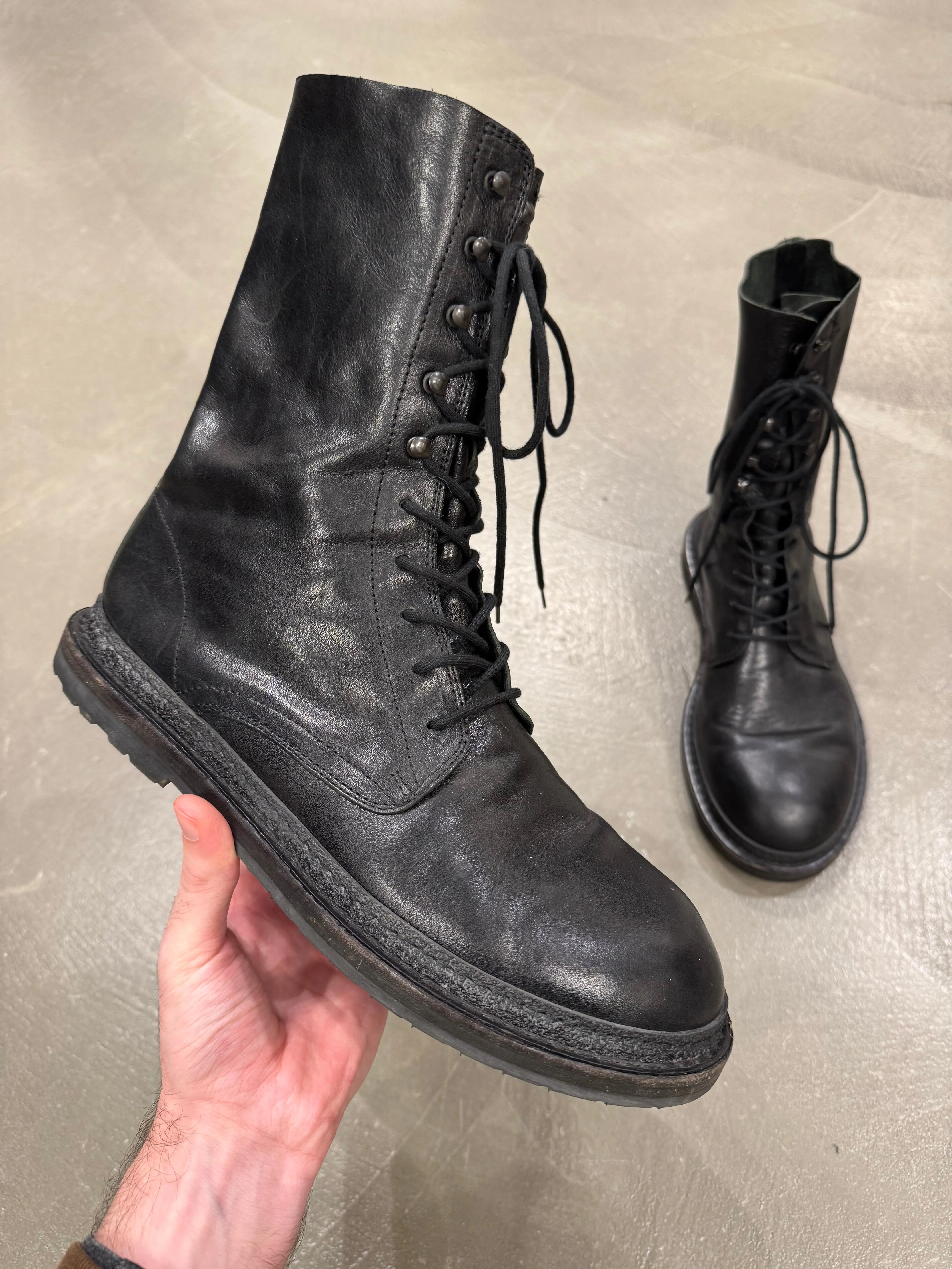 2000s Ann Demeulemeester combact leather boots