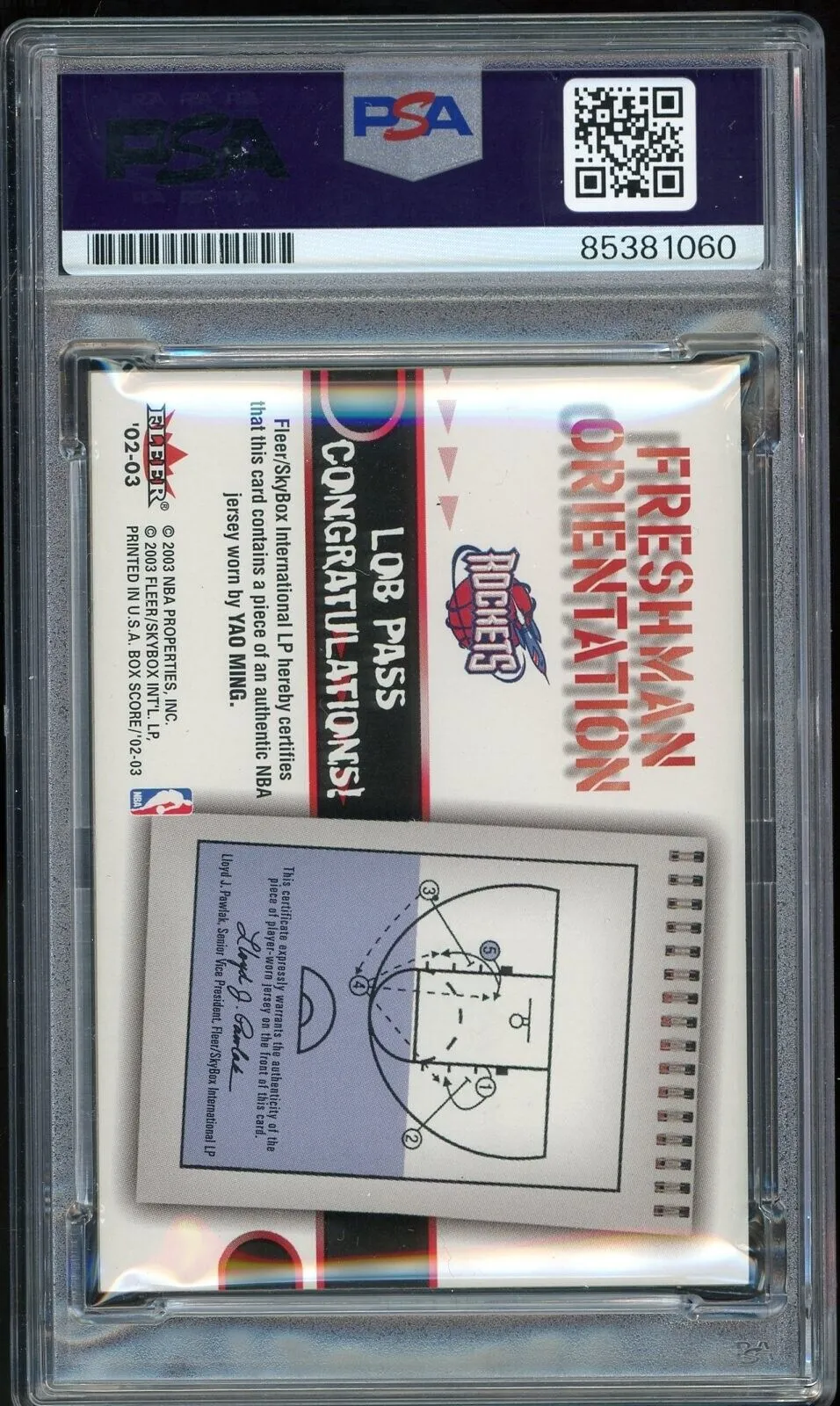 2002 Fleer Box Score Freshman Orientation Yao Ming RC PSA/DNA Auto GEM MINT 10