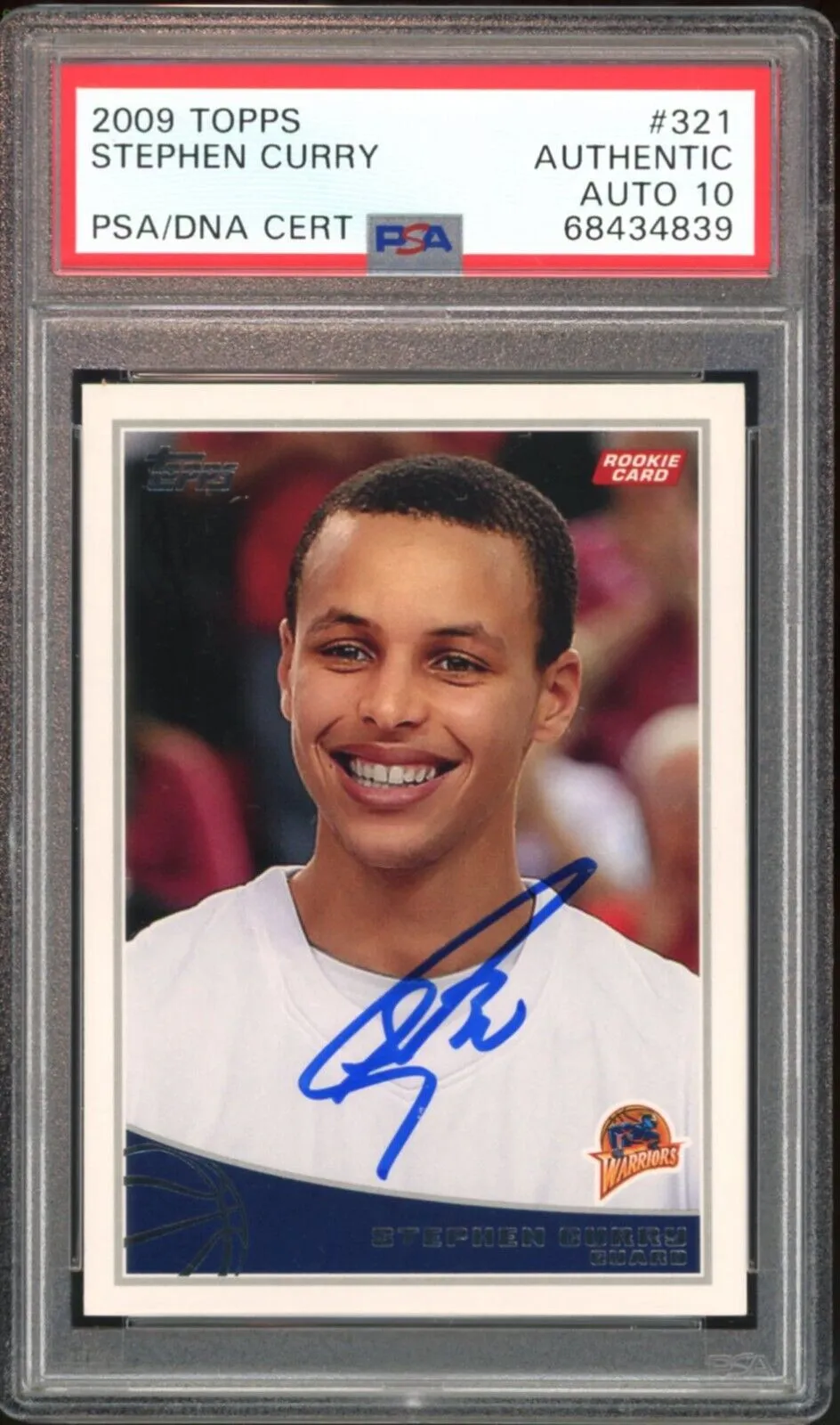2009 Topps #321 Stephen Curry RC Rookie On Card PSA/DNA Authentic Auto 10