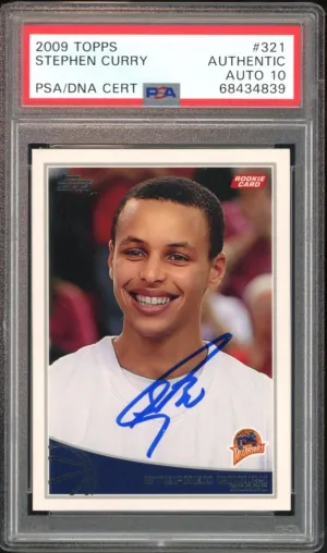 2009 Topps #321 Stephen Curry RC Rookie On Card PSA/DNA Authentic Auto 10