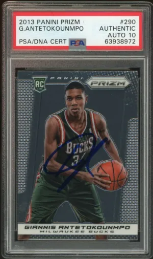 2013 Panini Prizm #290 Giannis Antetokounmpo RC Rookie Bucks PSA/DNA 10 Auto BAS