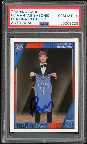 2016 Panini NBA Hoops #271 Domantas Sabonis RC On Card PSA/DNA Auto GEM MINT 10
