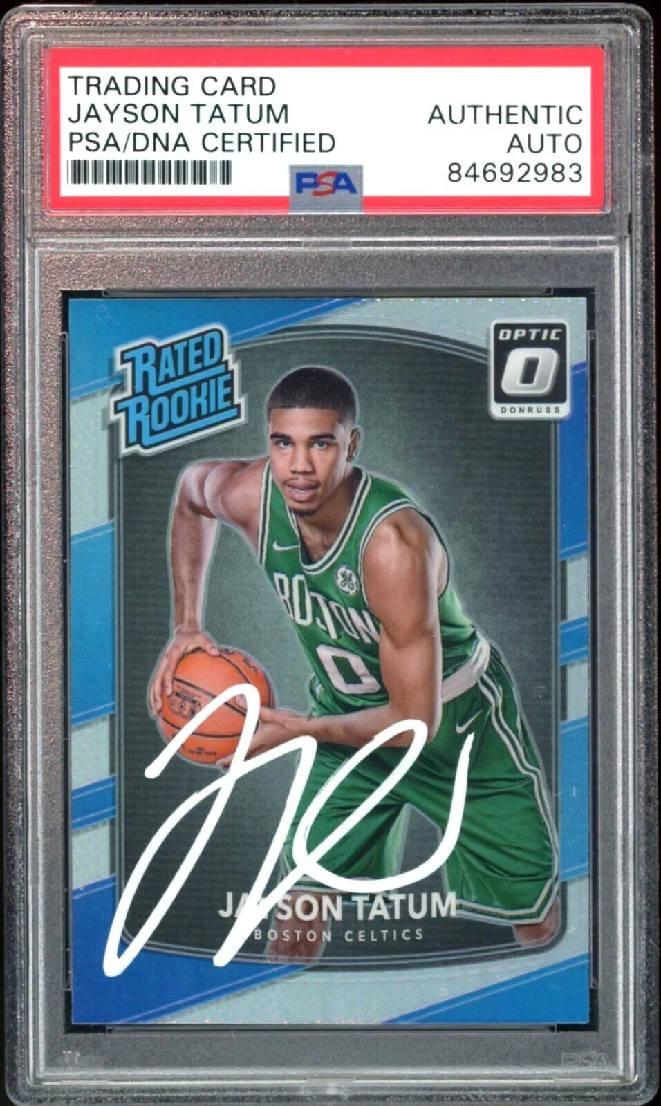 2017 Donruss Optic Rated Rookie Holo #198 Jayson Tatum RC PSA/DNA Auto Authentic