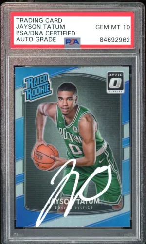 2017 Donruss Optic Rated Rookie Holo Jayson Tatum RC PSA/DNA Auto GEM MINT 10