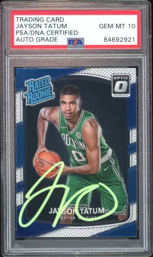 2017 Donruss Optic Rated Rookie Jayson Tatum RC On Card PSA/DNA Auto GEM MINT 10