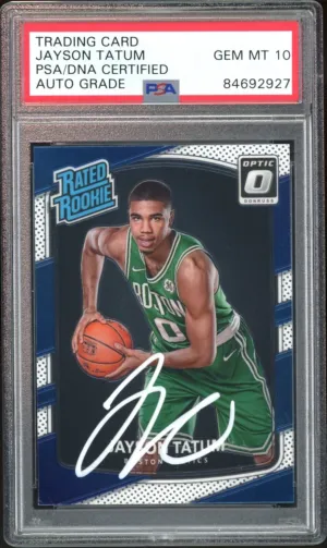 2017 Donruss Optic Rated Rookie Jayson Tatum RC On Card PSA/DNA Auto GEM MINT 10