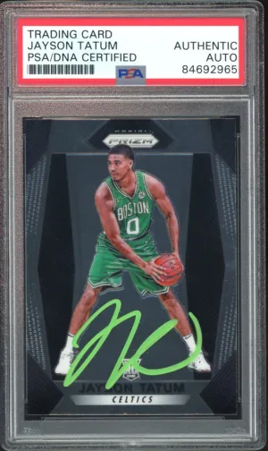 2017 Panini Prizm #16 Jayson Tatum RC On Card Green Ink PSA/DNA Auto Authentic