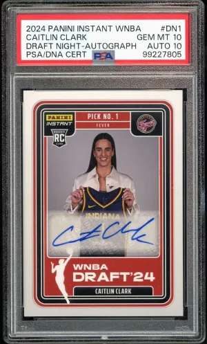 2024 Panini Instant WNBA Draft Night /99 Caitlin Clark Auto RC PSA 10/10 GEM