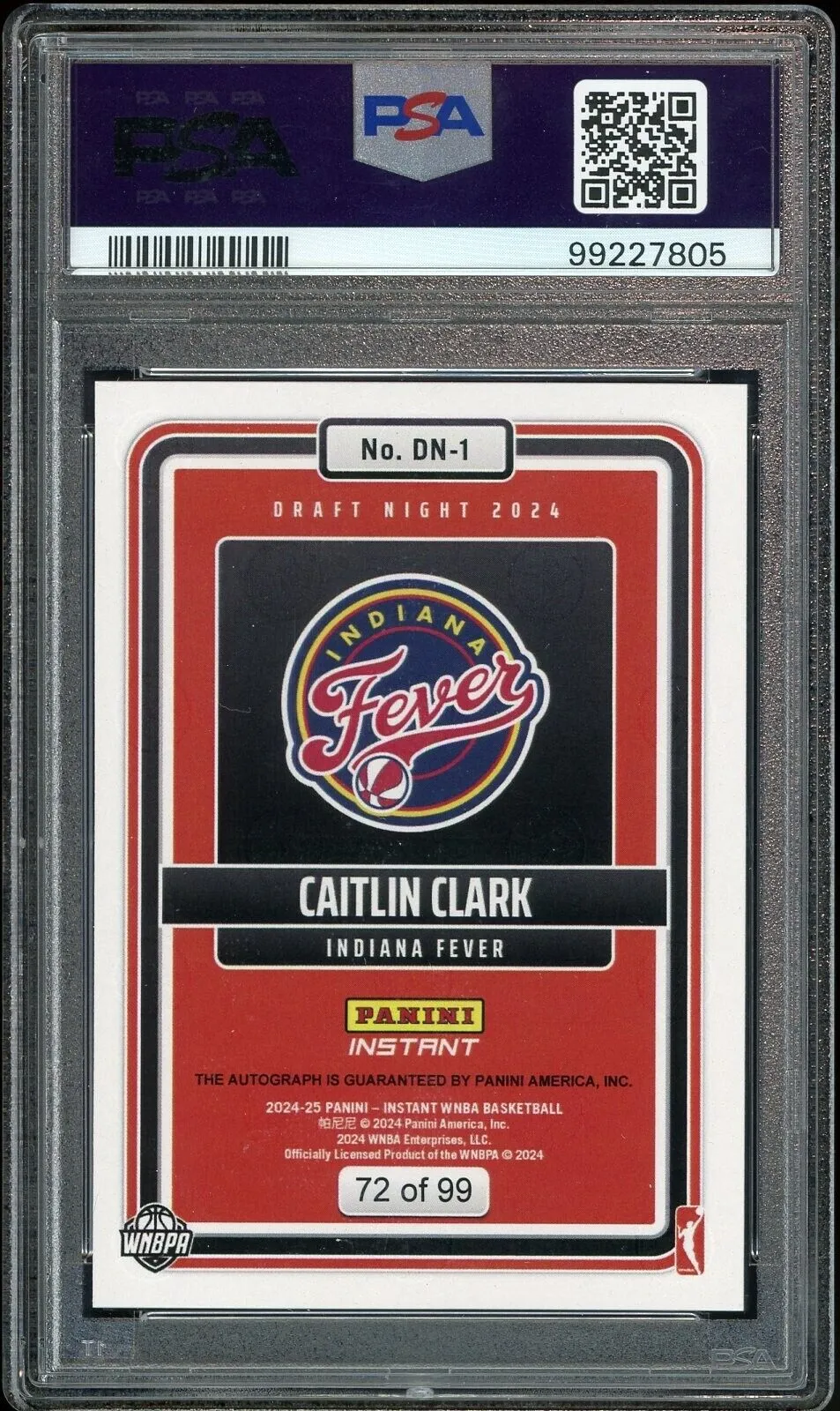 2024 Panini Instant WNBA Draft Night /99 Caitlin Clark Auto RC PSA 10/10 GEM