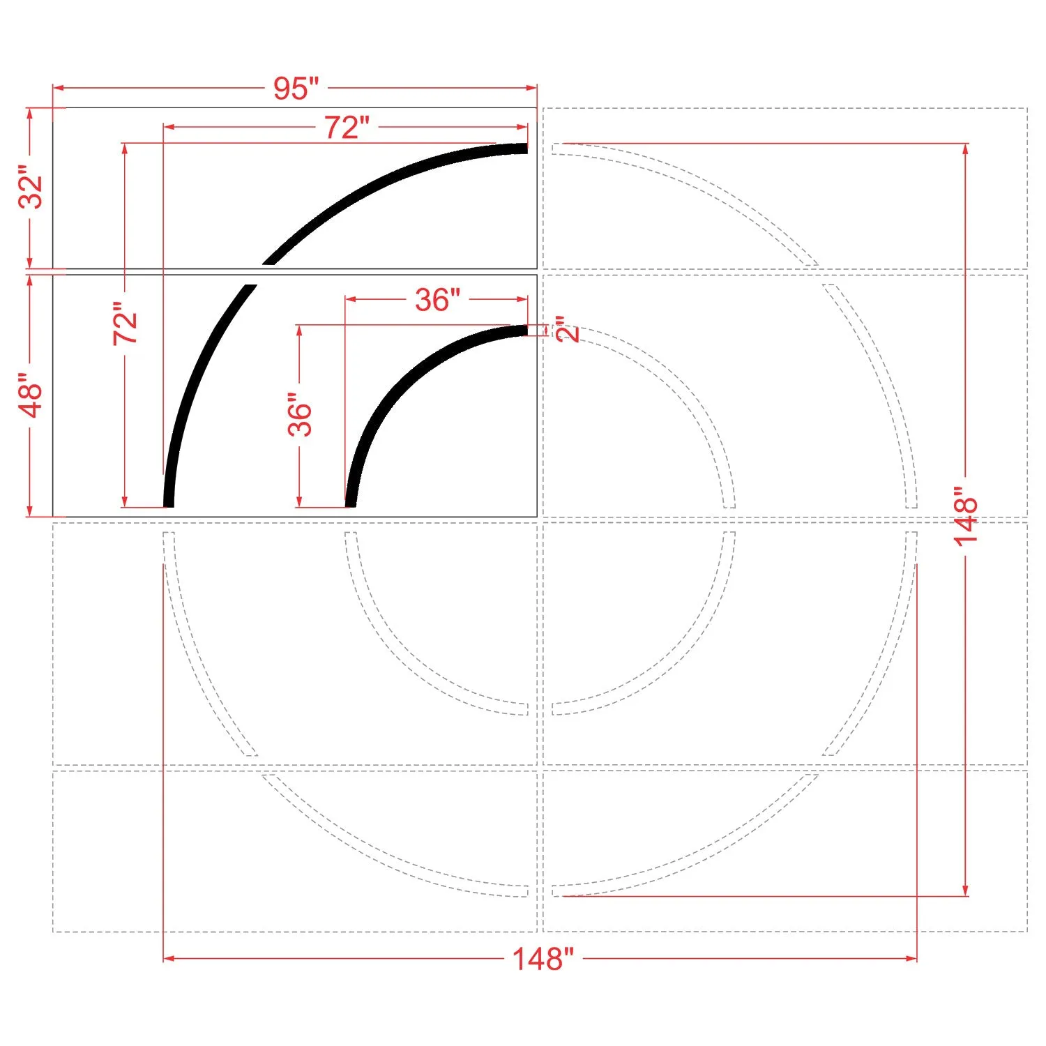 72" Basketball Court Stencil Set