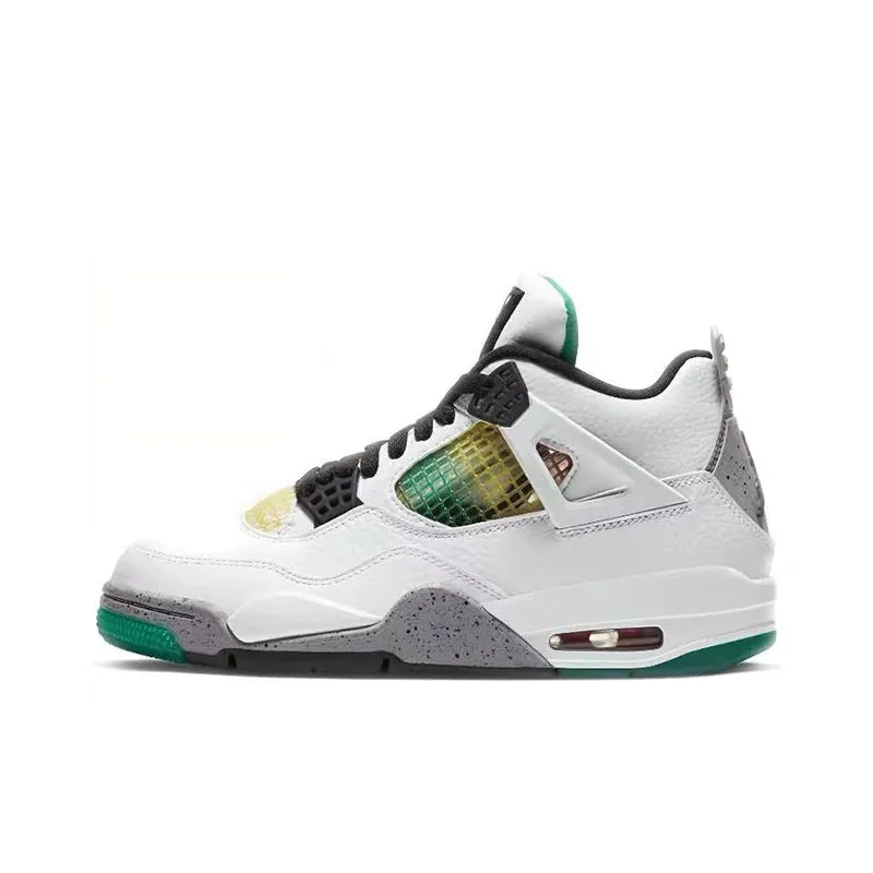 Air Jordan 4 retro Lucid Green leather lightweight and comfortable high top retro basketball shoes for women, white green