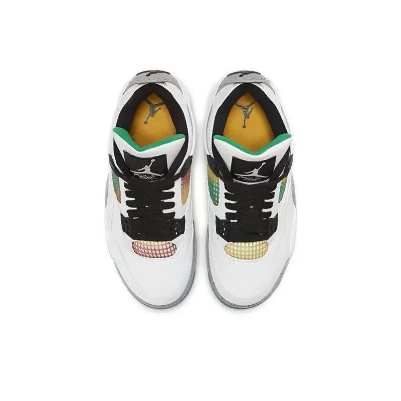 Air Jordan 4 retro Lucid Green leather lightweight and comfortable high top retro basketball shoes for women, white green