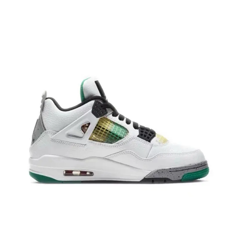 Air Jordan 4 retro Lucid Green leather lightweight and comfortable high top retro basketball shoes for women, white green