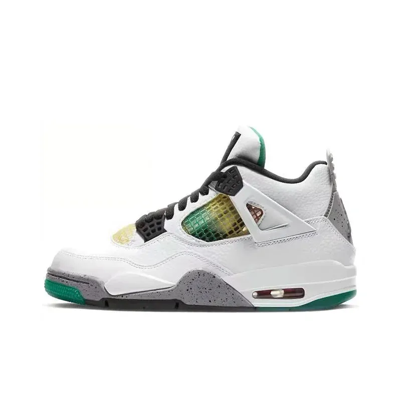 Air Jordan 4 retro Lucid Green leather lightweight and comfortable high top retro basketball shoes for women, white green