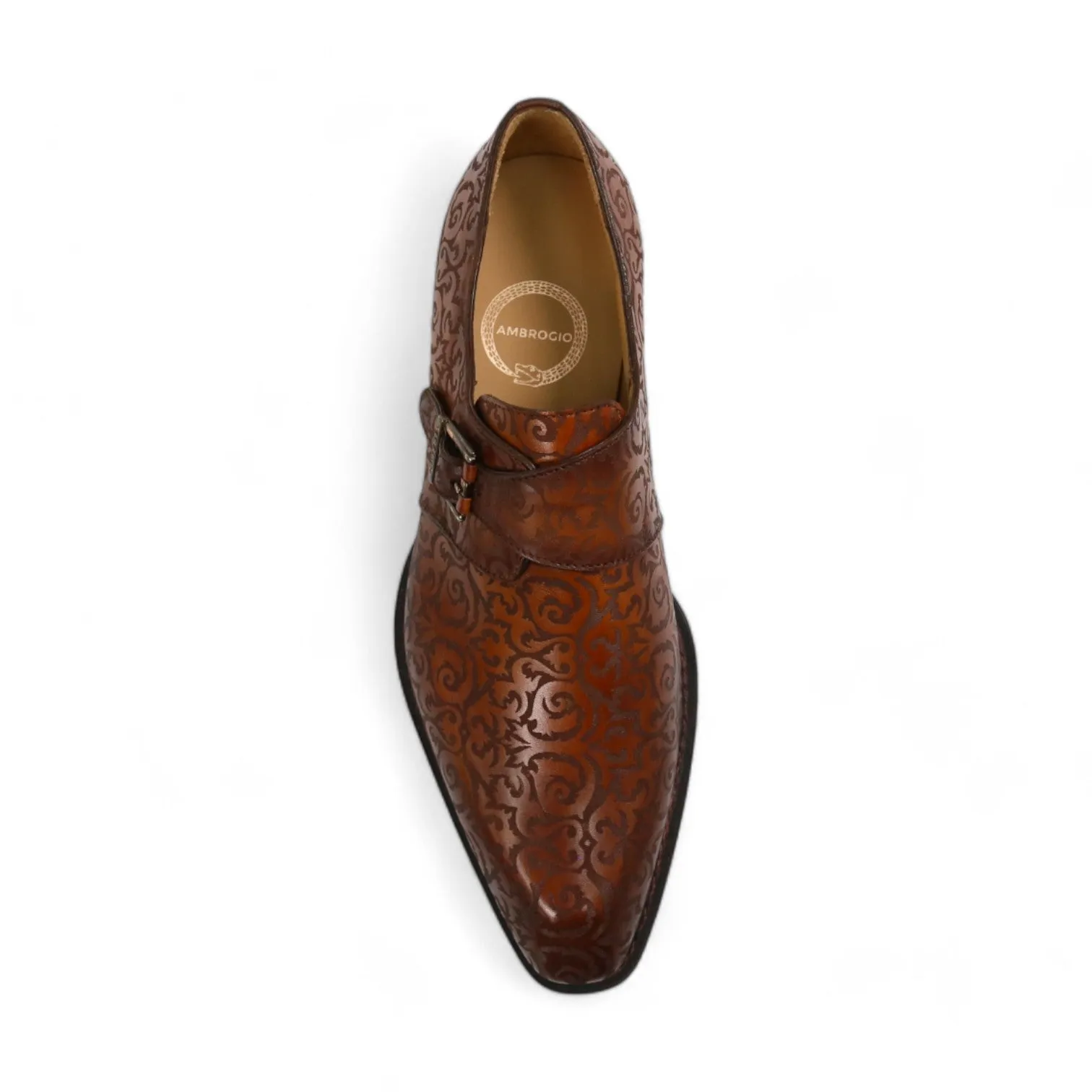 Ambrogio by Mezlan Men's Shoes Calf-Skin Leather Single Monk-Strap Loafers (AMZ1018)