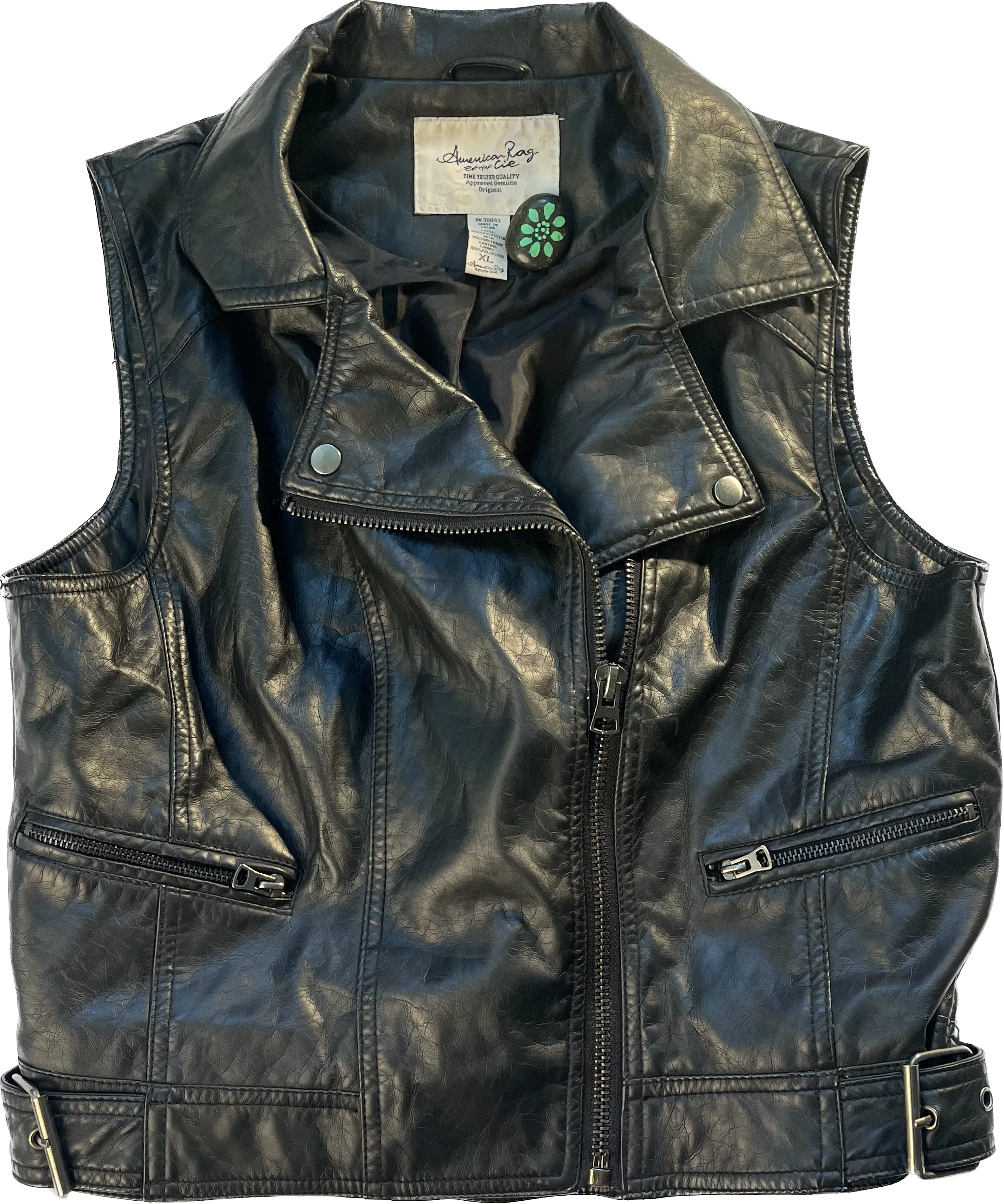 American Rag Faux Leather Vest Black