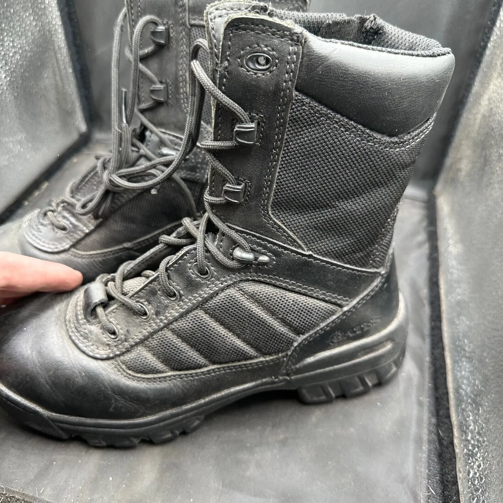 Army Black Leather High Top BATES Combat Boots - Size EU 37 - UK 3
