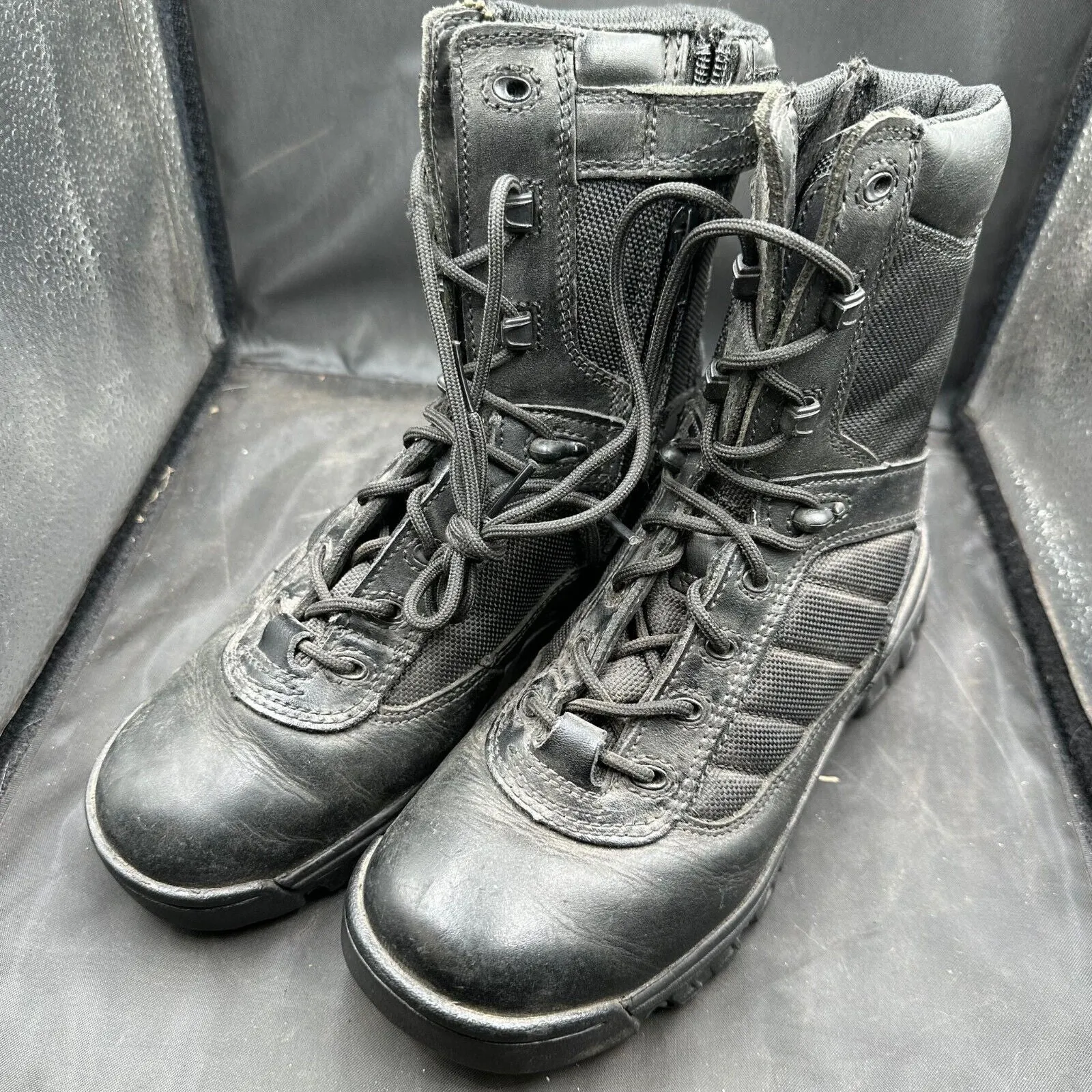 Army Black Leather High Top BATES Combat Boots - Size EU 37 - UK 3