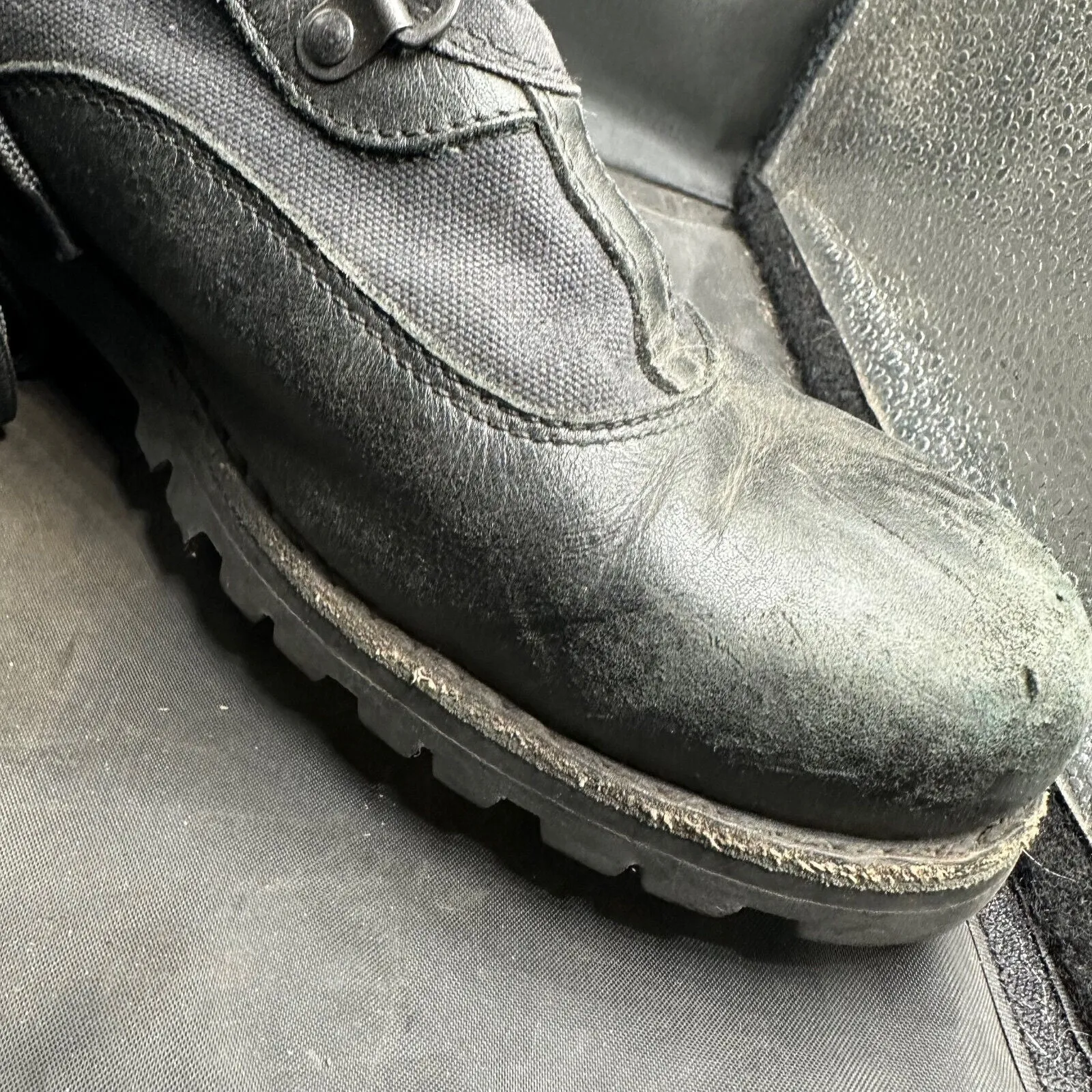 Army Black Leather High Top Combat Boots - Size EU 45 - UK 10