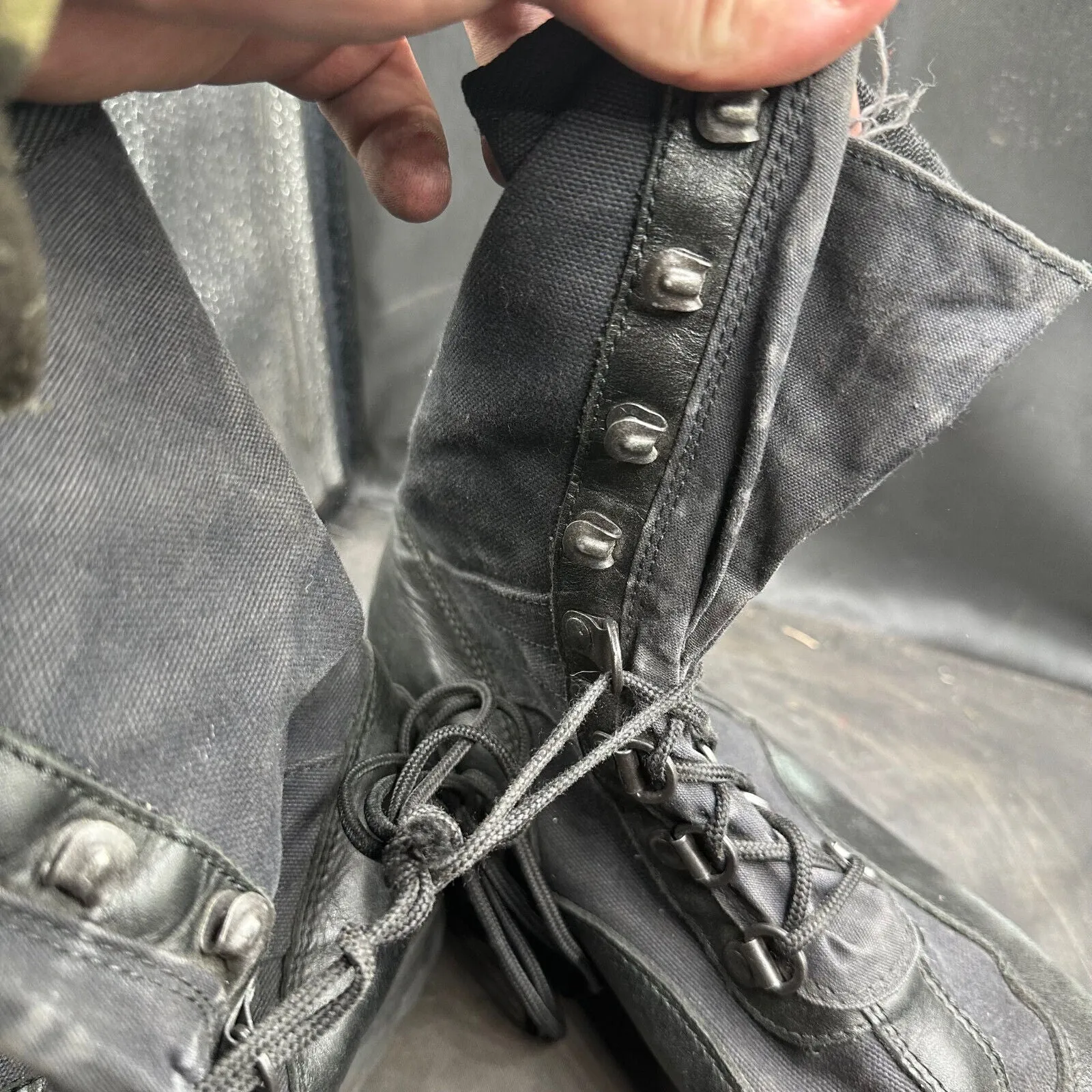 Army Black Leather High Top Combat Boots - Size EU 45 - UK 10