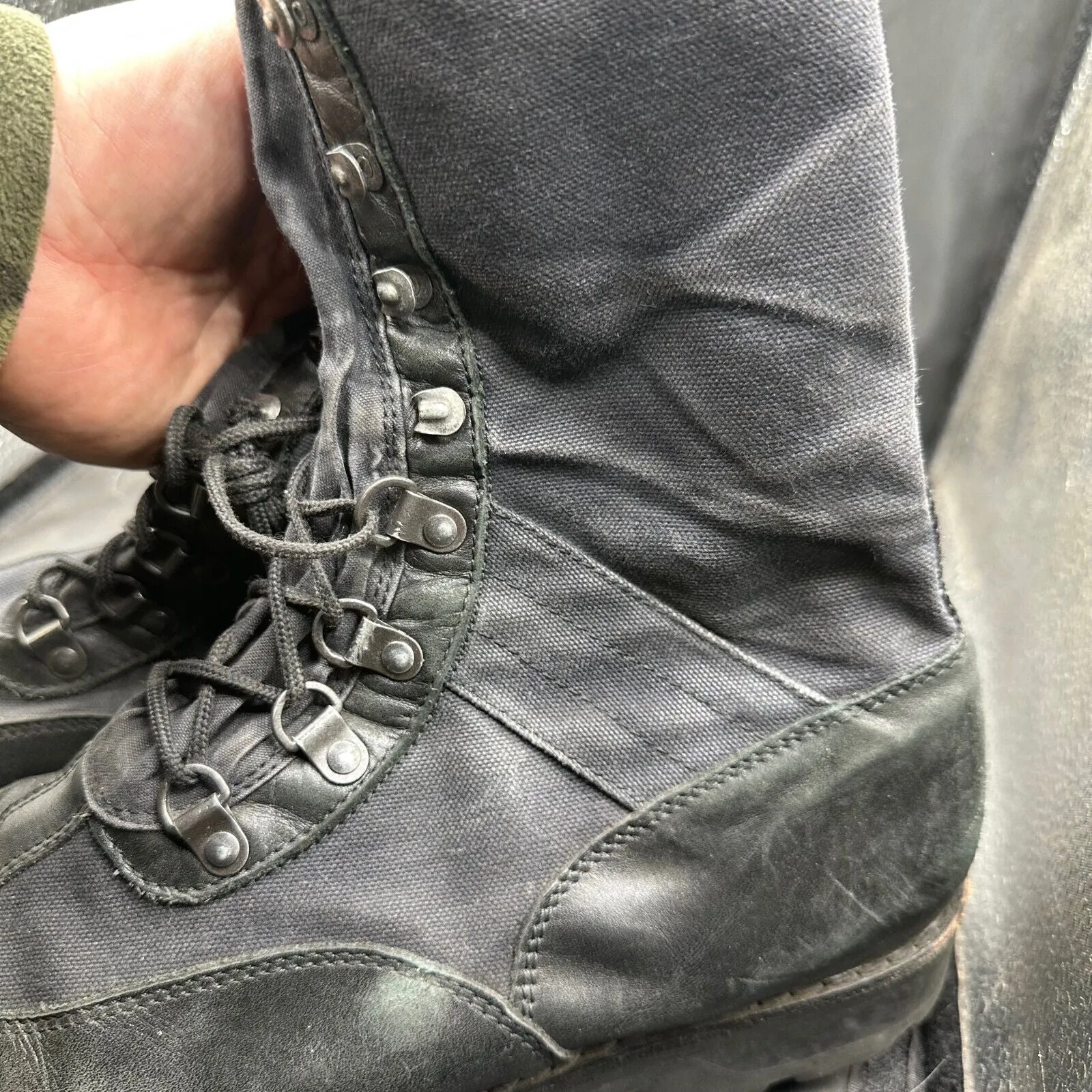 Army Black Leather High Top Combat Boots - Size EU 45 - UK 10