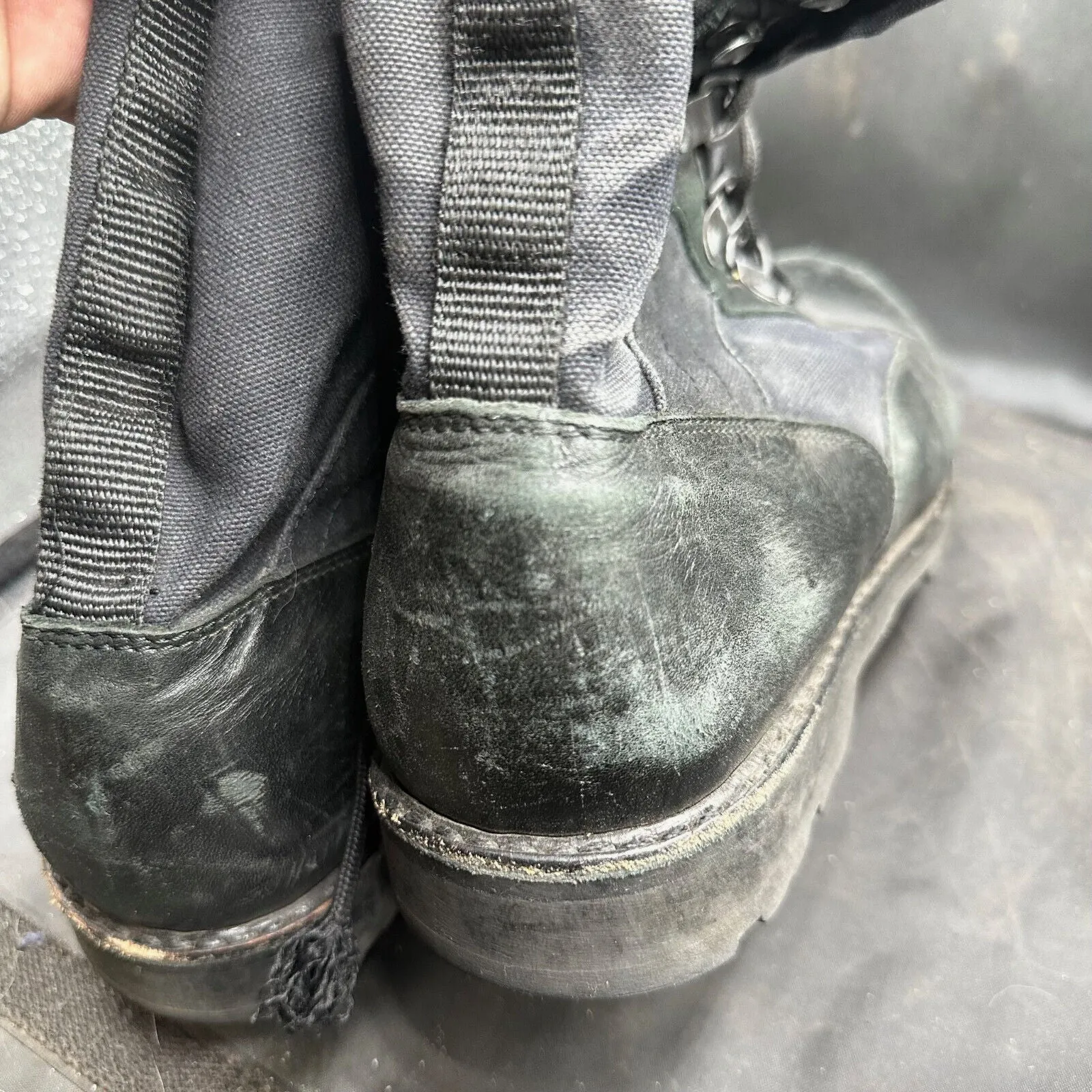 Army Black Leather High Top Combat Boots - Size EU 45 - UK 10