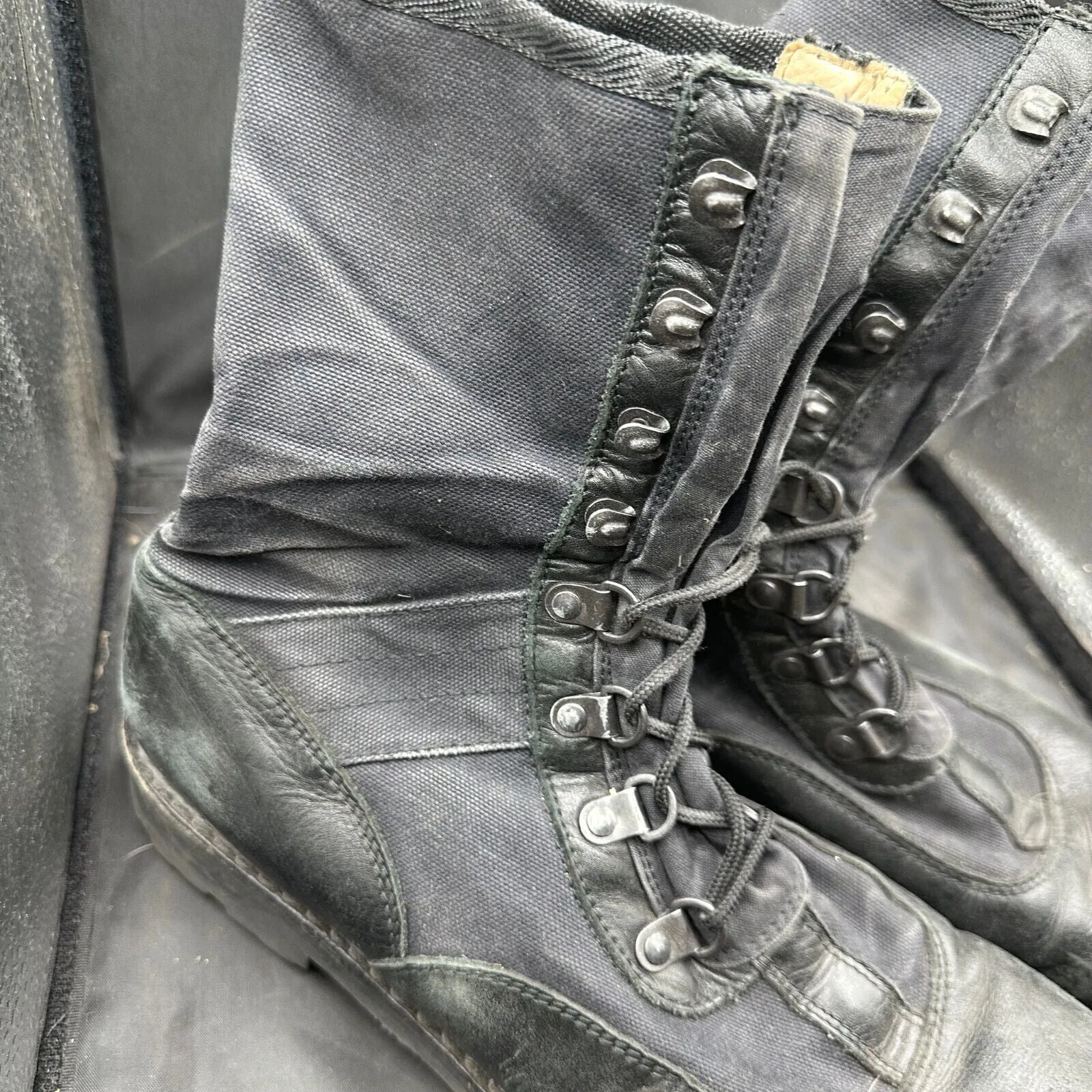 Army Black Leather High Top Combat Boots - Size EU 45 - UK 10