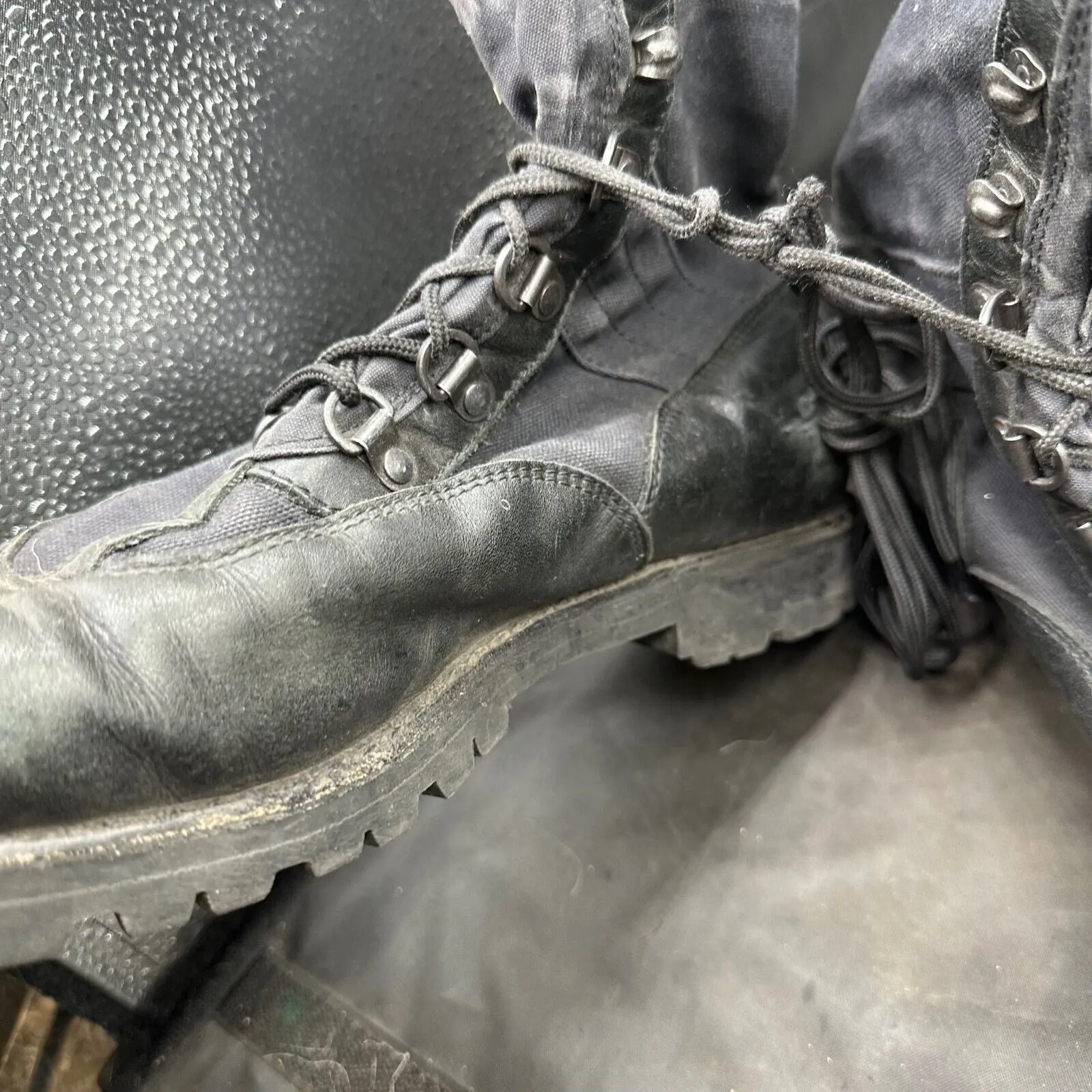 Army Black Leather High Top Combat Boots - Size EU 45 - UK 10