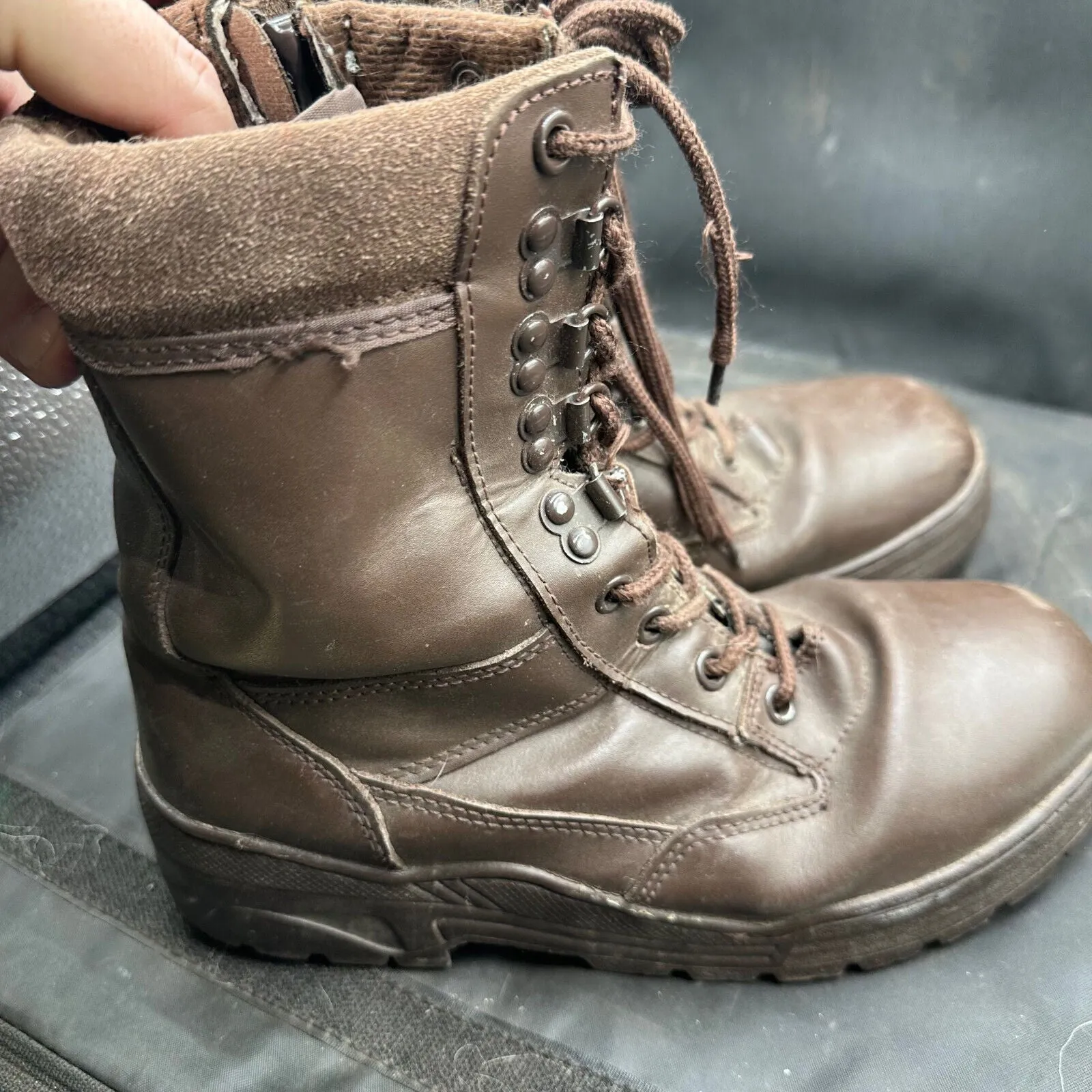 Army Brown Leather High Top Combat Boots - Size EU 38 - UK 5