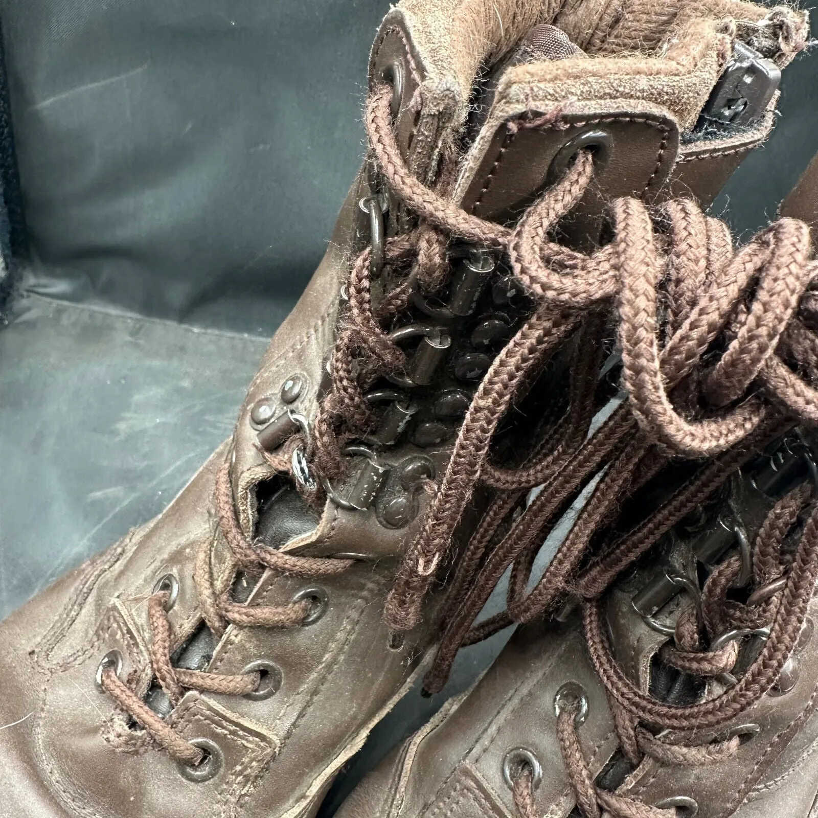 Army Brown Leather High Top Combat Boots - Size EU 38 - UK 5
