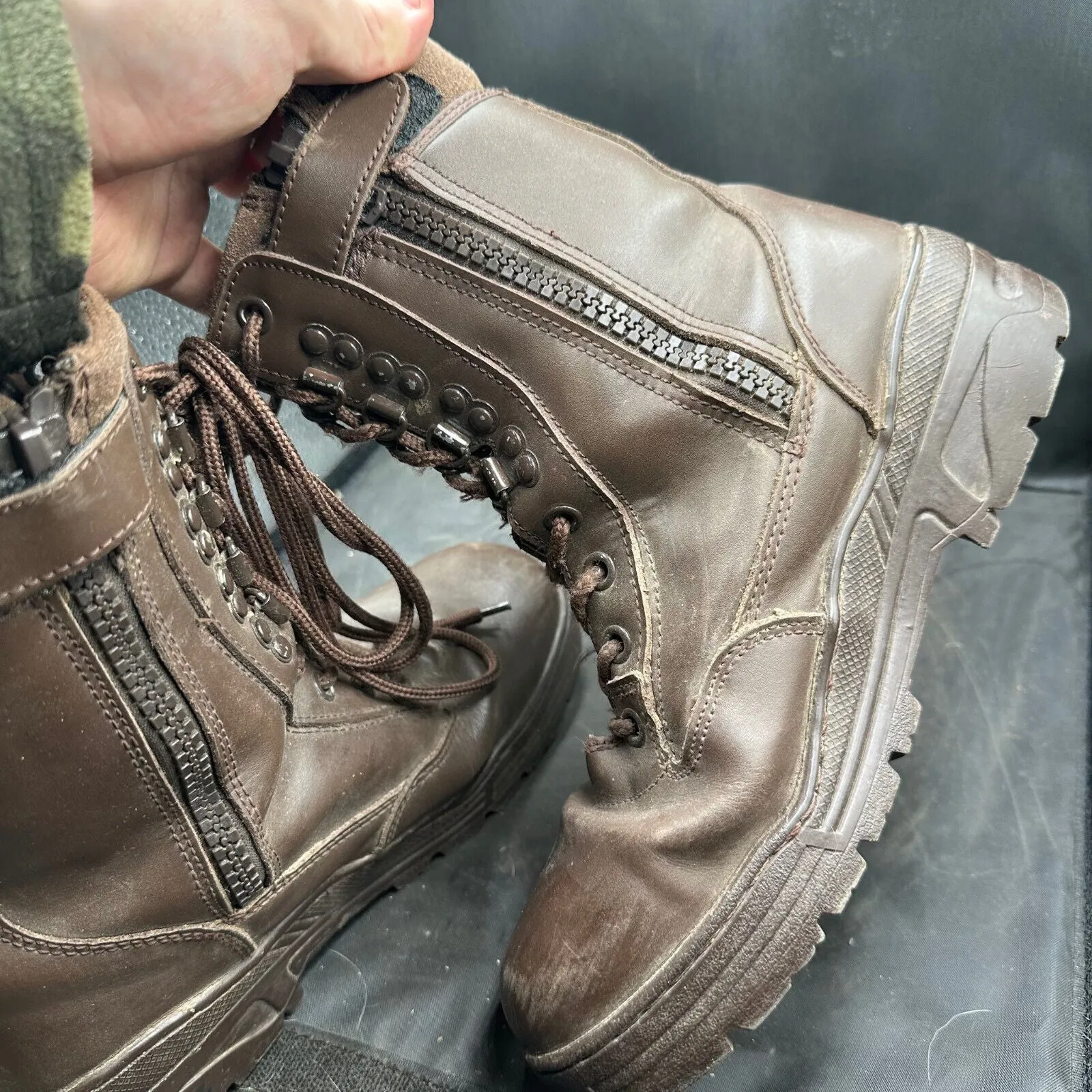 Army Brown Leather High Top Combat Boots - Size EU 38 - UK 5