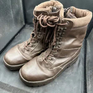 Army Brown Leather High Top Combat Boots - Size EU 38 - UK 5