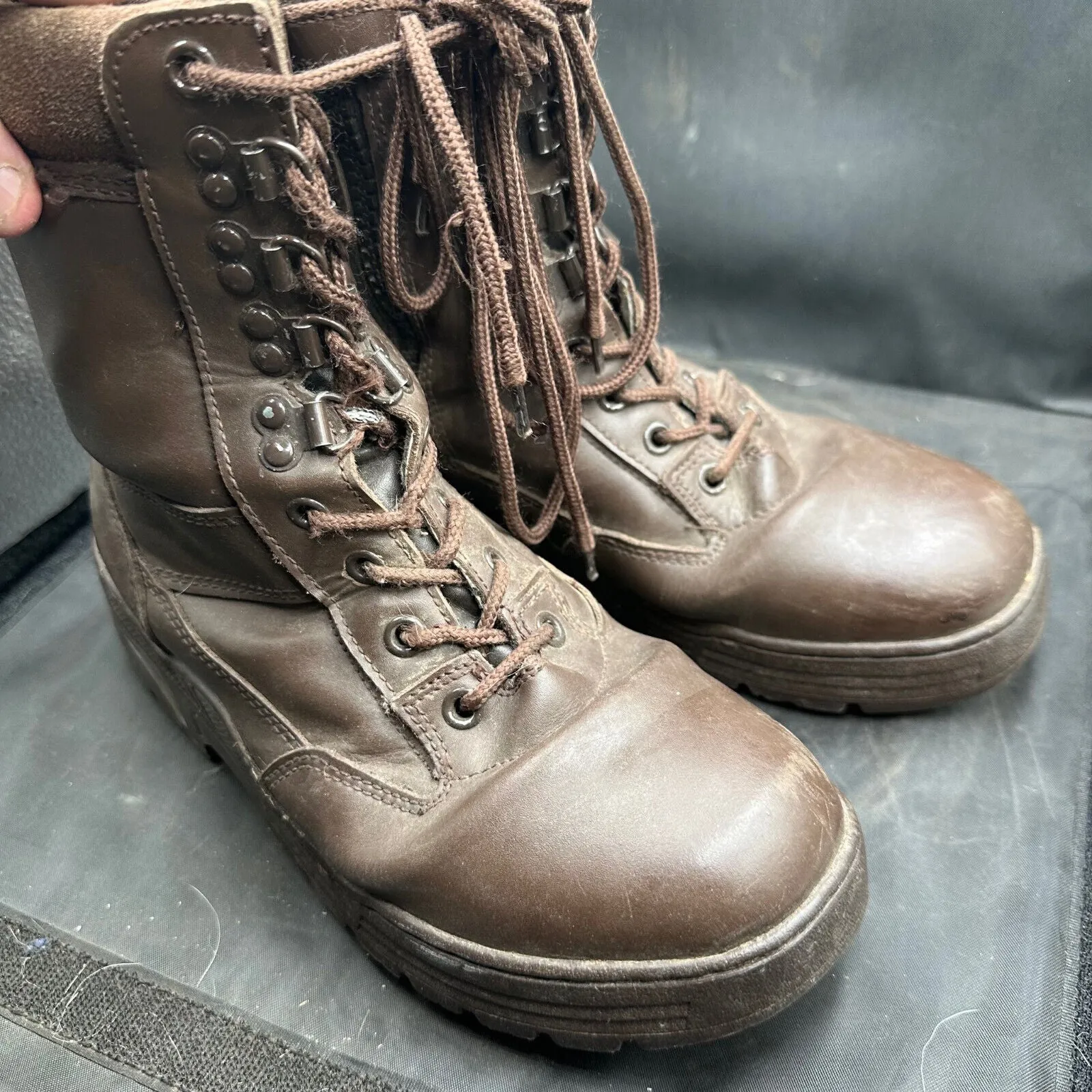 Army Brown Leather High Top Combat Boots - Size EU 38 - UK 5