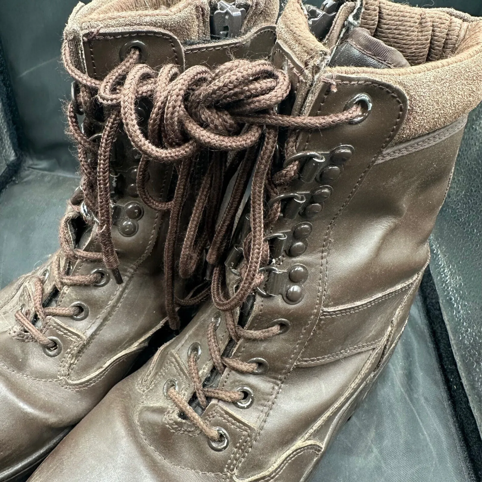 Army Brown Leather High Top Combat Boots - Size EU 38 - UK 5