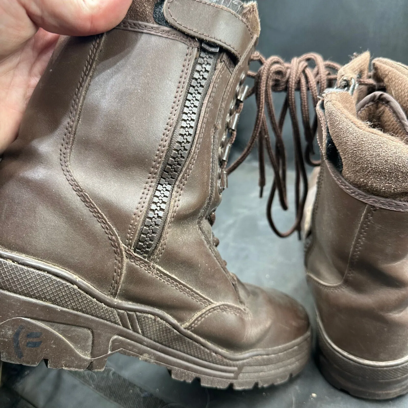 Army Brown Leather High Top Combat Boots - Size EU 38 - UK 5