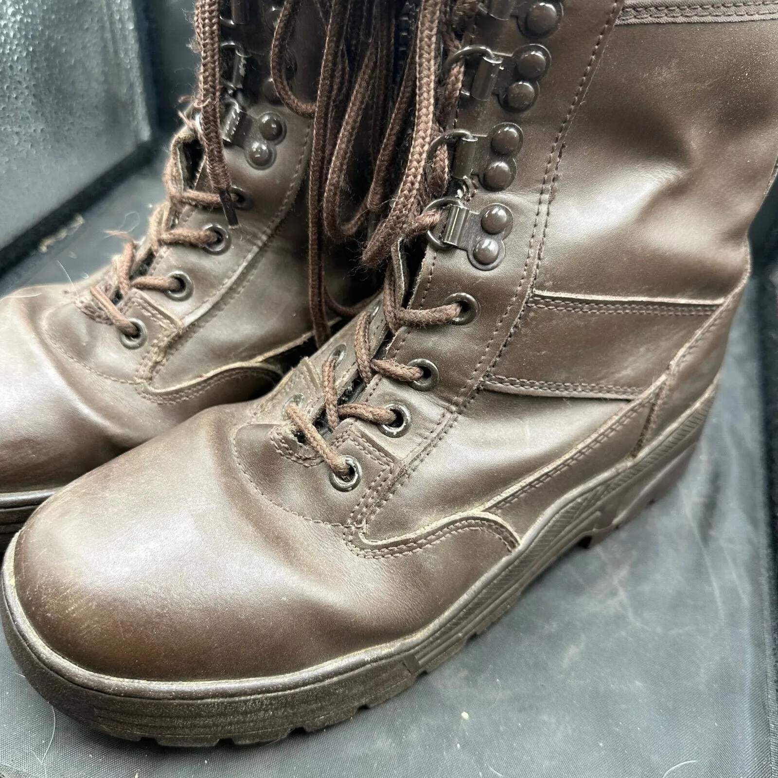 Army Brown Leather High Top Combat Boots - Size EU 38 - UK 5
