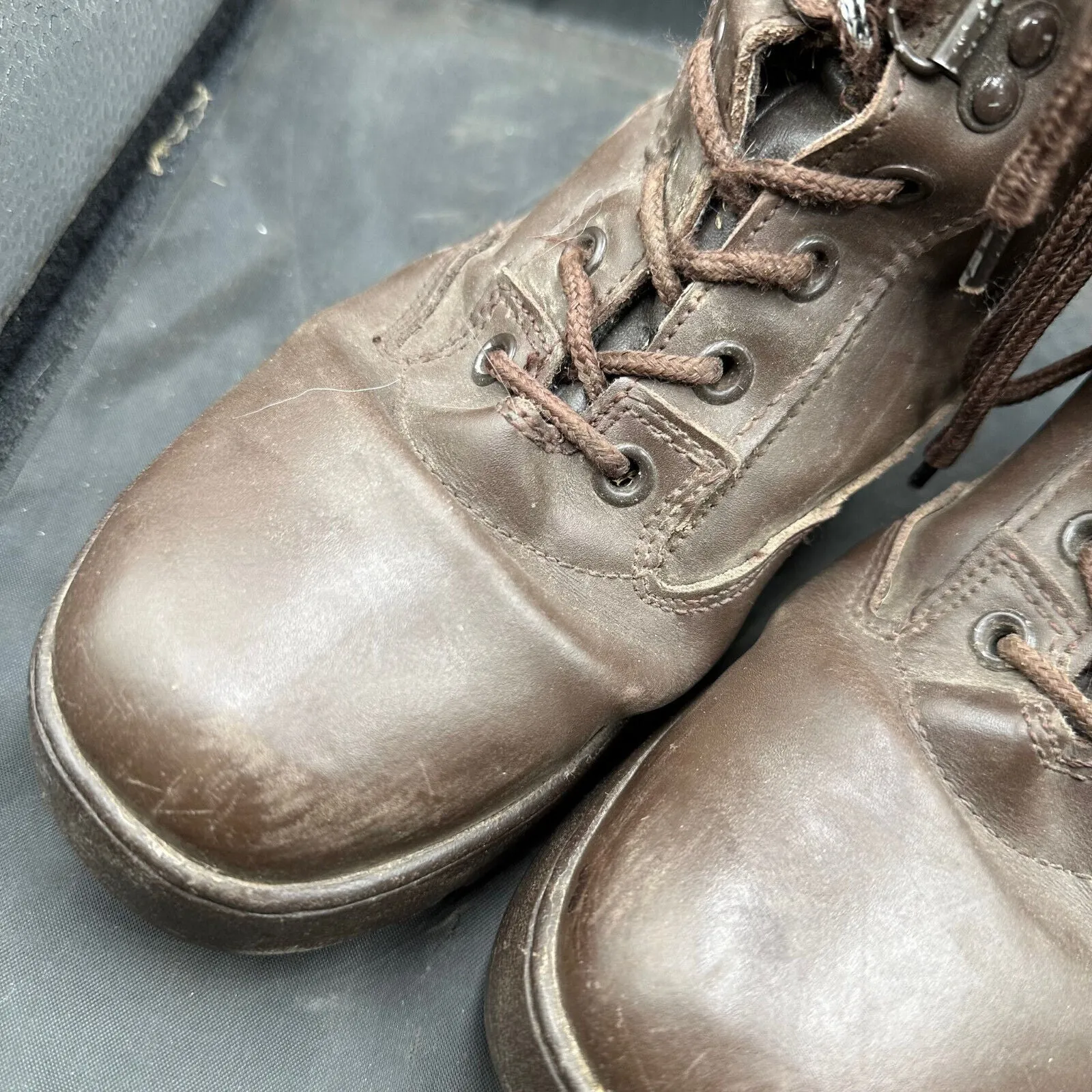 Army Brown Leather High Top Combat Boots - Size EU 38 - UK 5