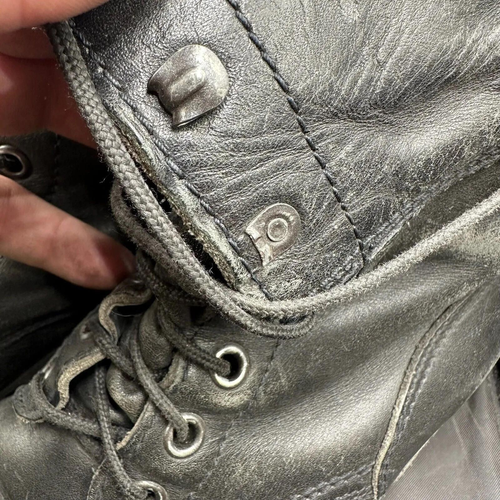 Austrian Army Black Leather Army Combat Boots - Size EU 42 - UK 8
