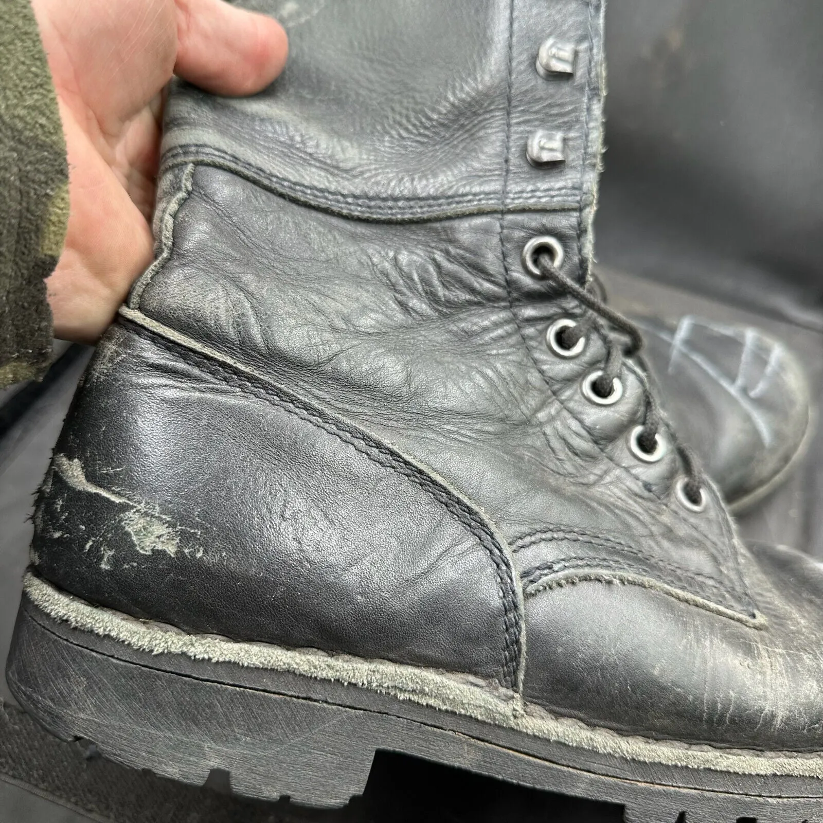 Austrian Army Black Leather Army Combat Boots - Size EU 42 - UK 8