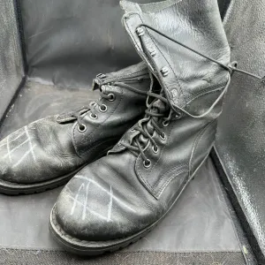 Austrian Army Black Leather Army Combat Boots - Size EU 42 - UK 8