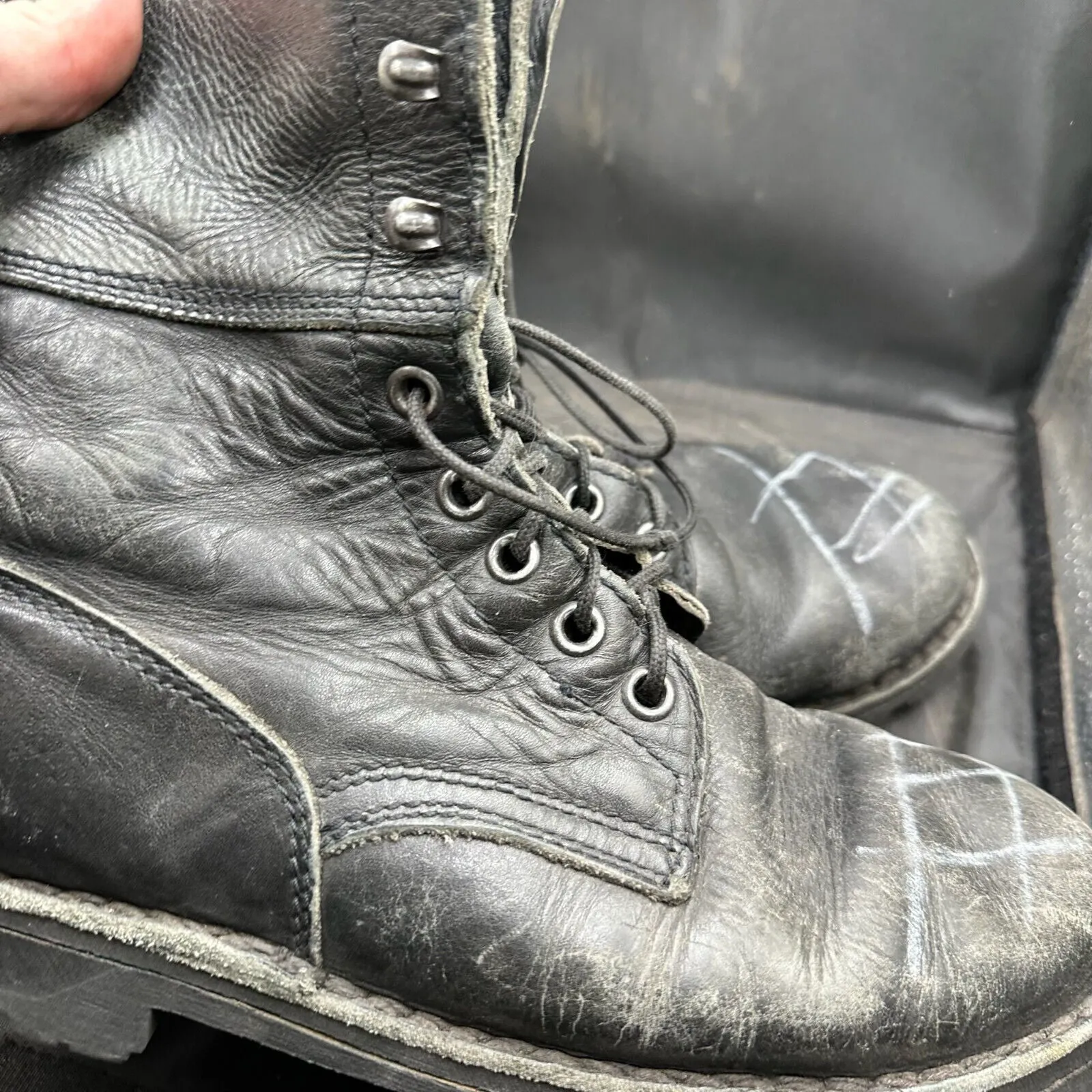 Austrian Army Black Leather Army Combat Boots - Size EU 42 - UK 8
