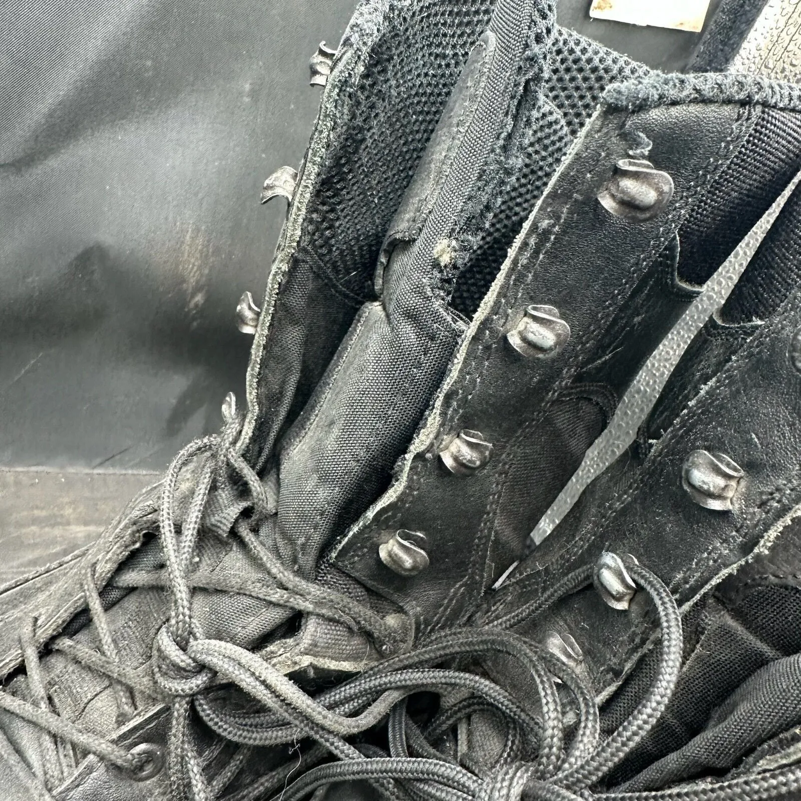 Austrian Army Black Leather Army Combat Boots - Size EU 44 - UK 9.5