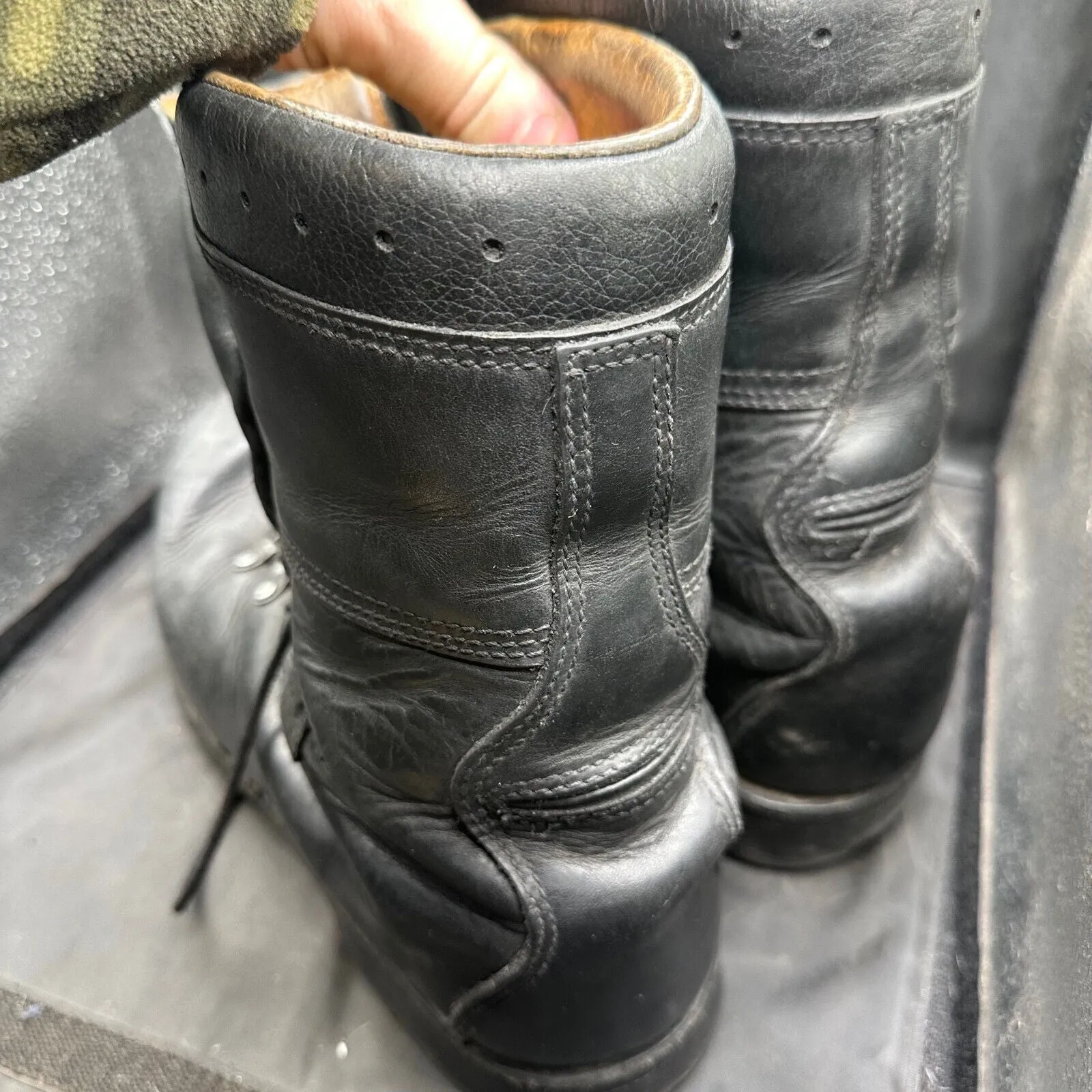 Austrian Army Black Leather Army Combat Boots - Size EU 45 - UK 10.5