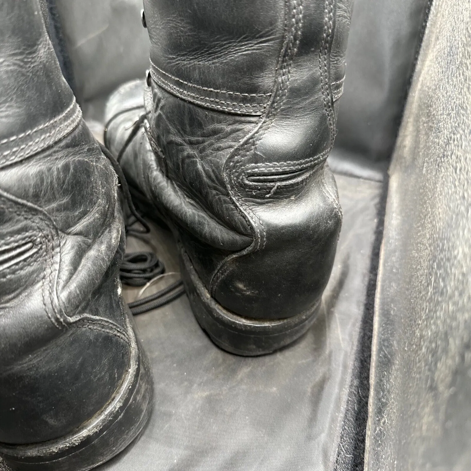 Austrian Army Black Leather Army Combat Boots - Size EU 45 - UK 10.5