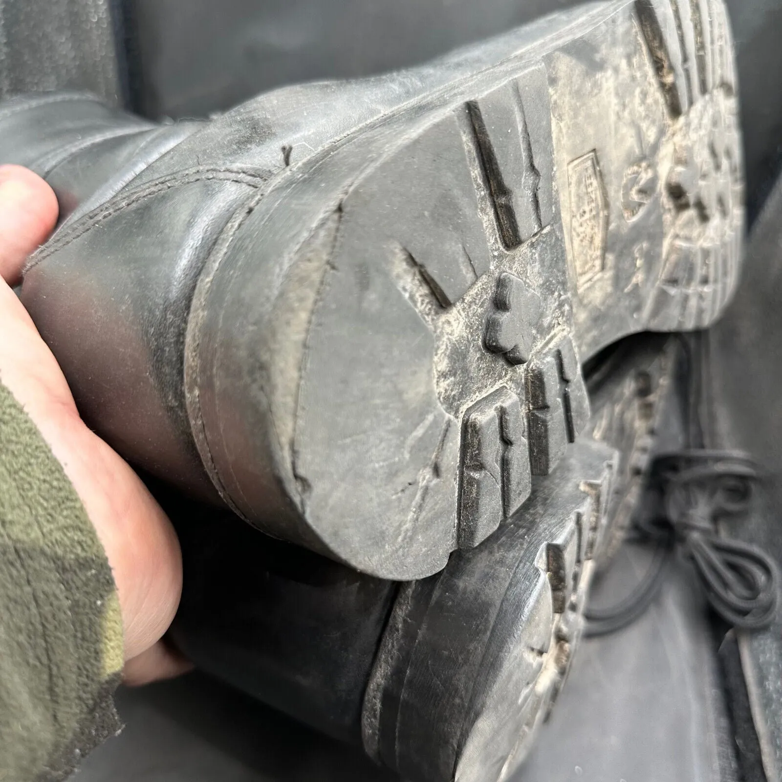 Austrian Army Black Leather Army Combat Boots - Size EU 45 - UK 10.5